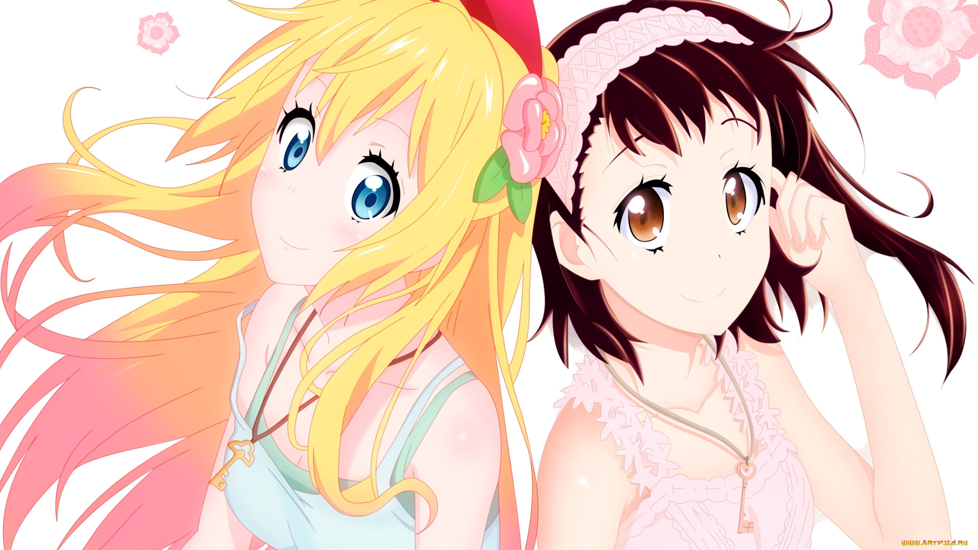 аниме, nisekoi, девушки, фон, взгляд
