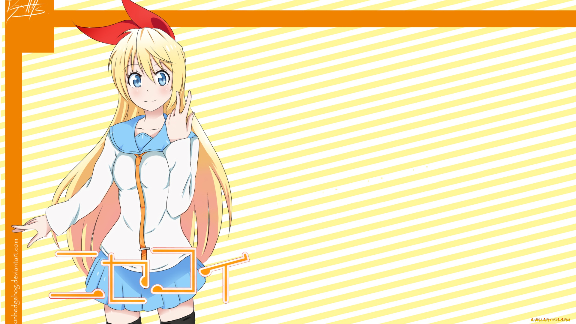 аниме, nisekoi, фон, взгляд, девушка