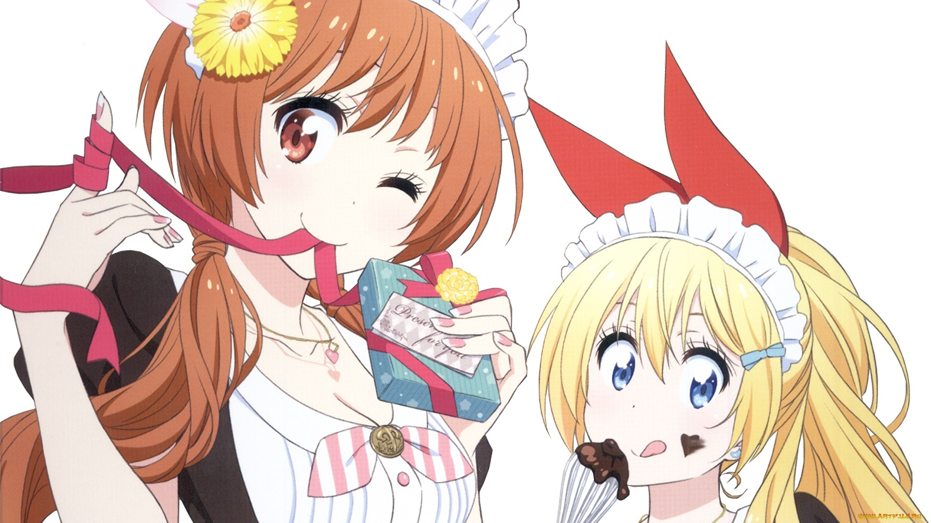 аниме, nisekoi, фон, взгляд, девушки