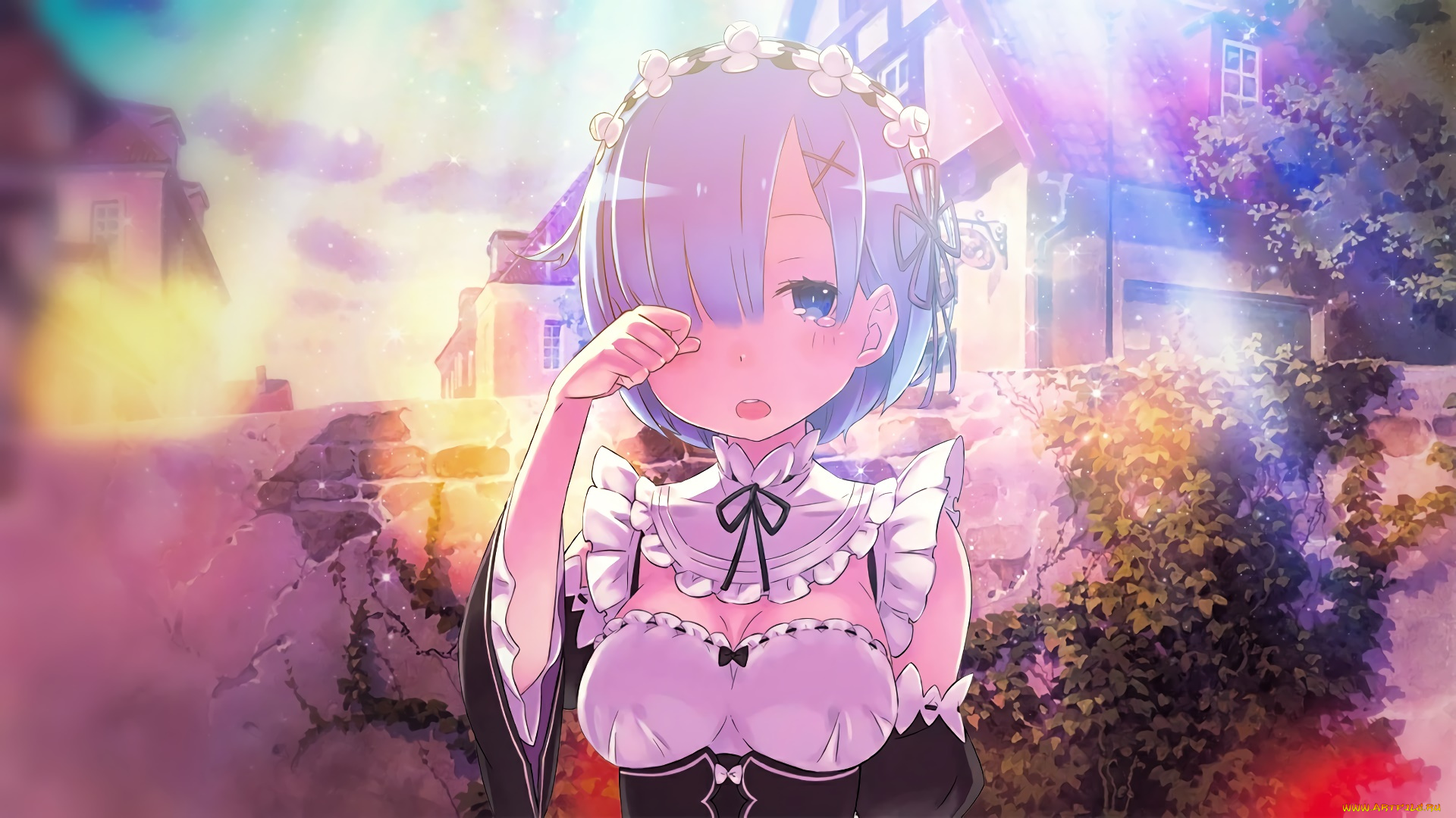 аниме, re, , zero, kara, hajimeru, isekai, seikatsu, фон, взгляд, девушка