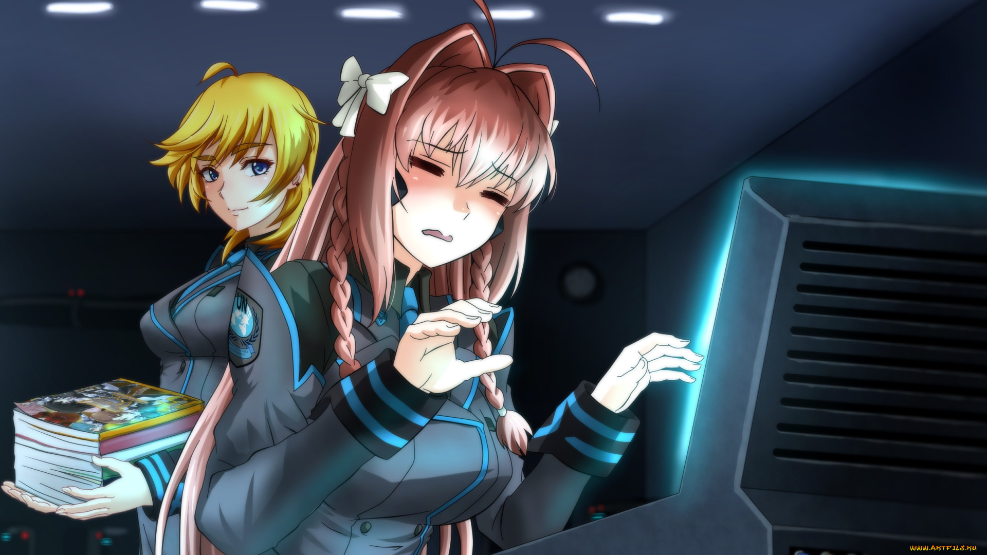 аниме, unknown, , другое, девушки, взгляд, фон