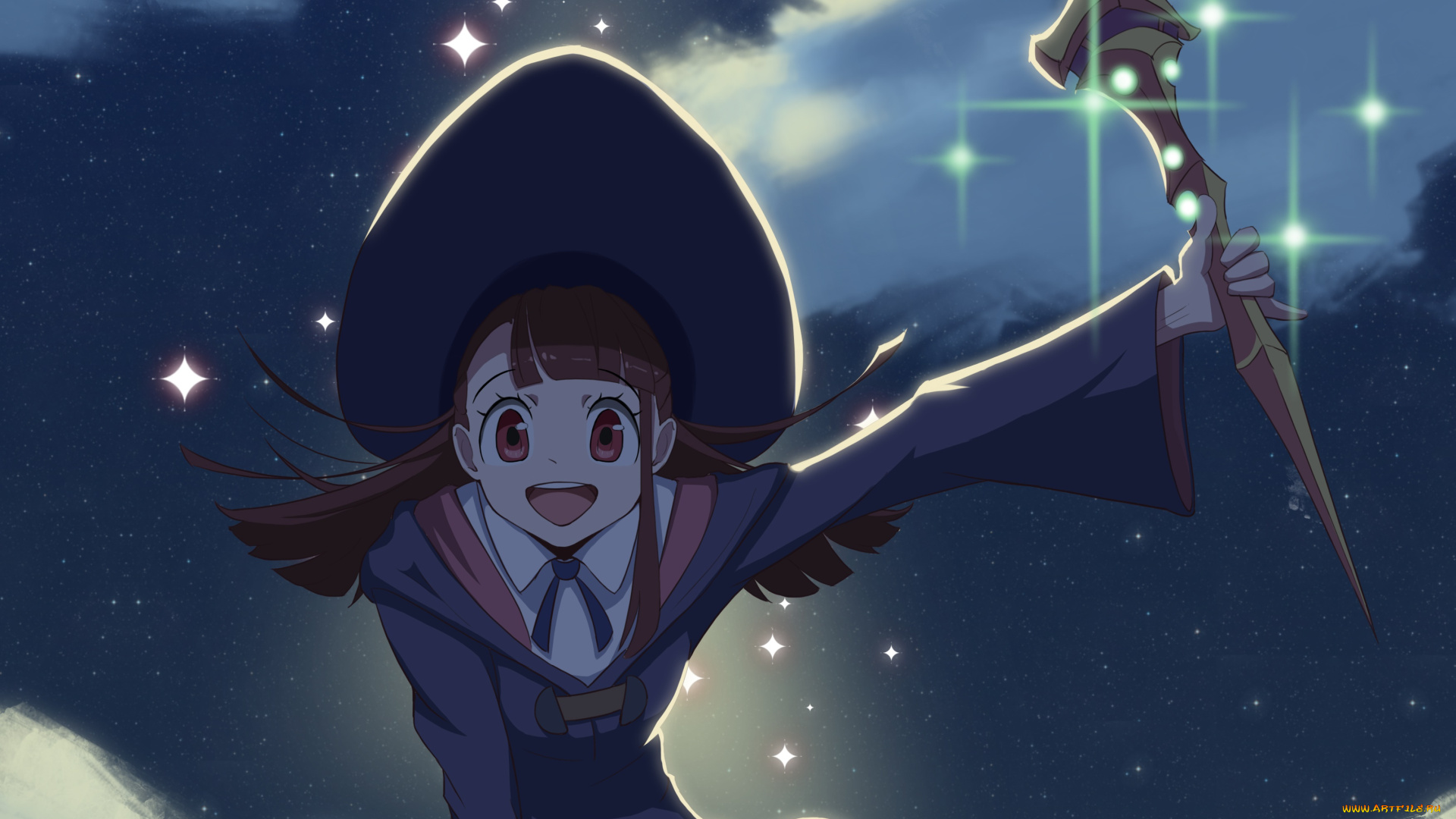 little, witch, academia, аниме, фон, взгляд, девушка