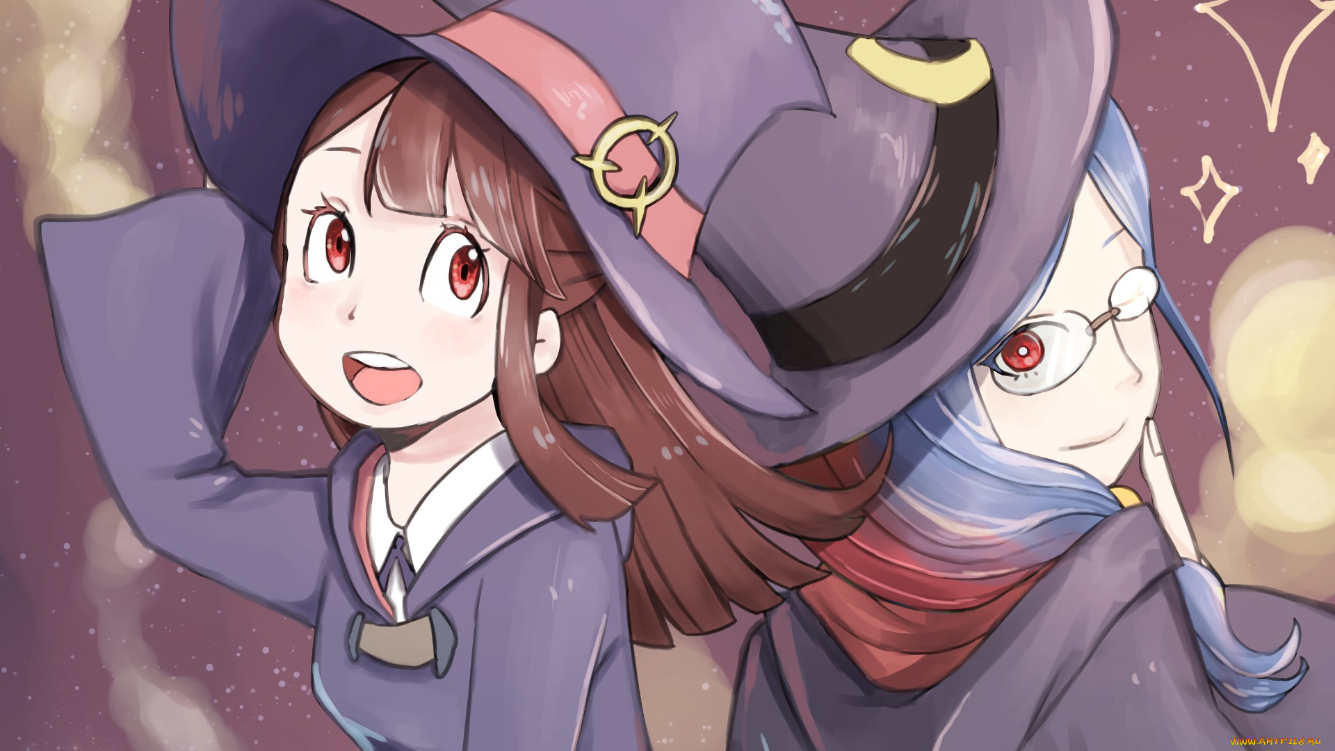 little, witch, academia, аниме, фон, взгляд, девушка