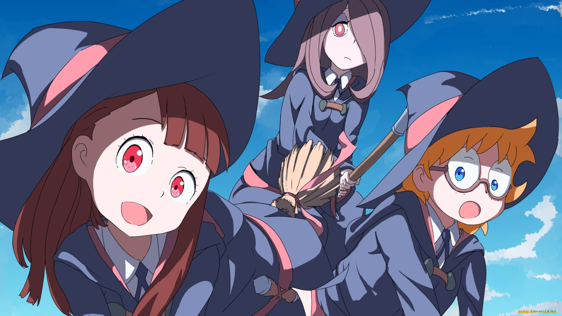 little, witch, academia, аниме, фон, взгляд, девушки