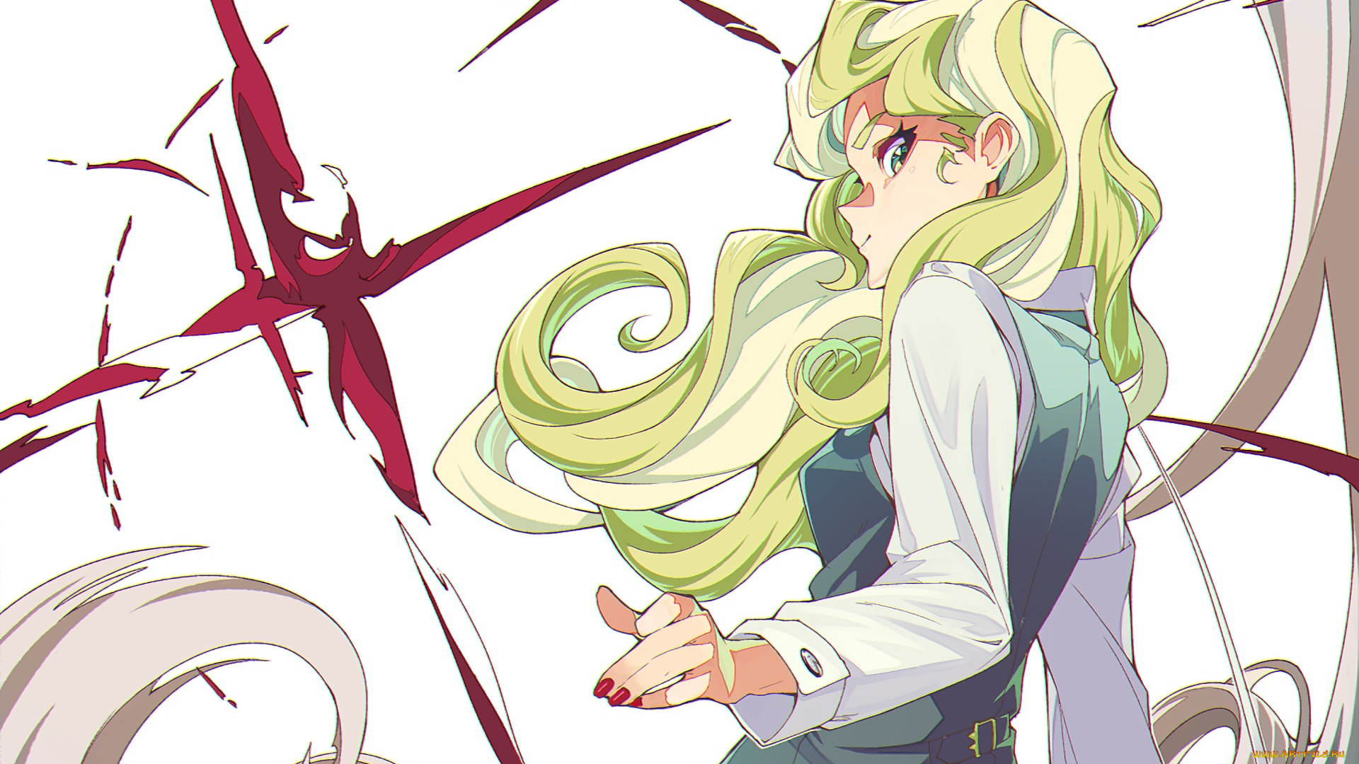 little, witch, academia, аниме, взгляд, девушка, фон