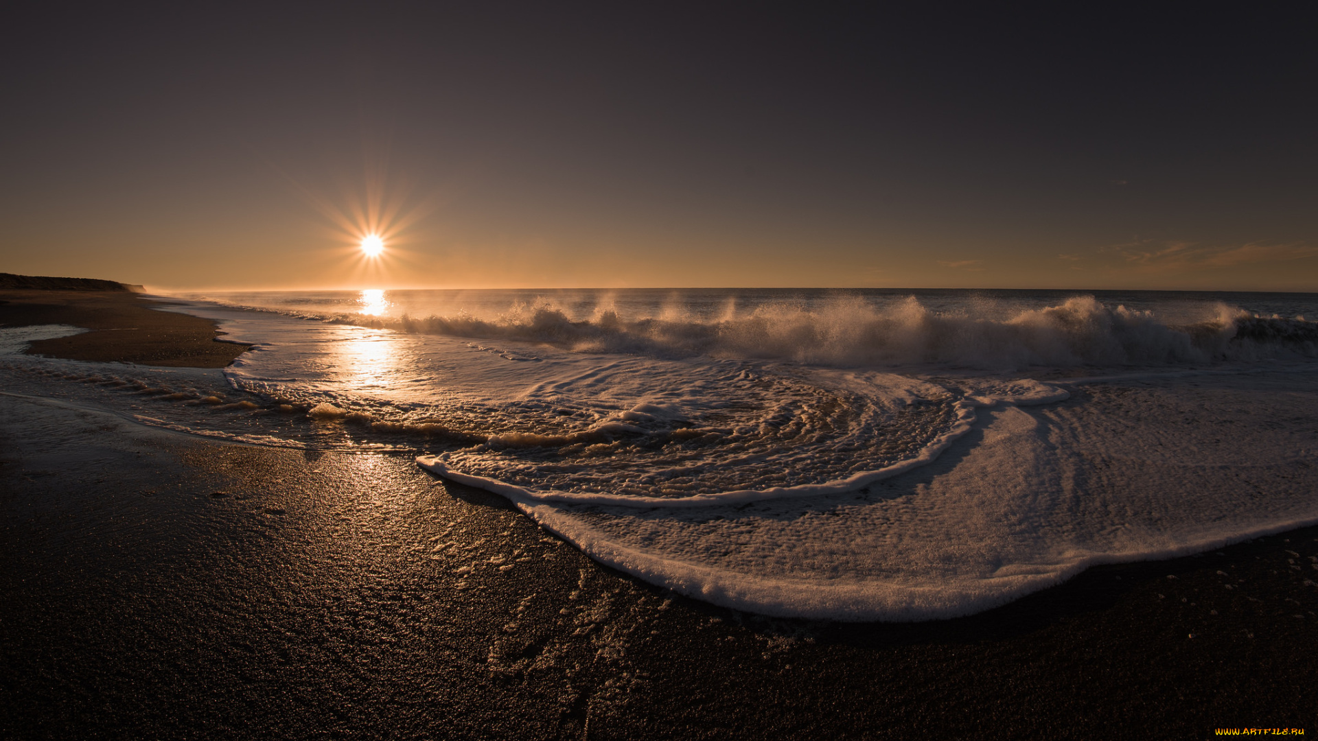 природа, побережье, рассвет