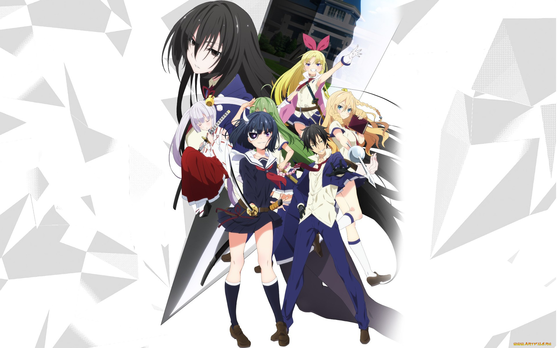 аниме, busou, shoujo, machiavellianism, girl, sword, anime, katana, boy, ken, blade, mask, seifuku, miko, armed, girl's, machiavellism, busou, shoujo, machiavellianism