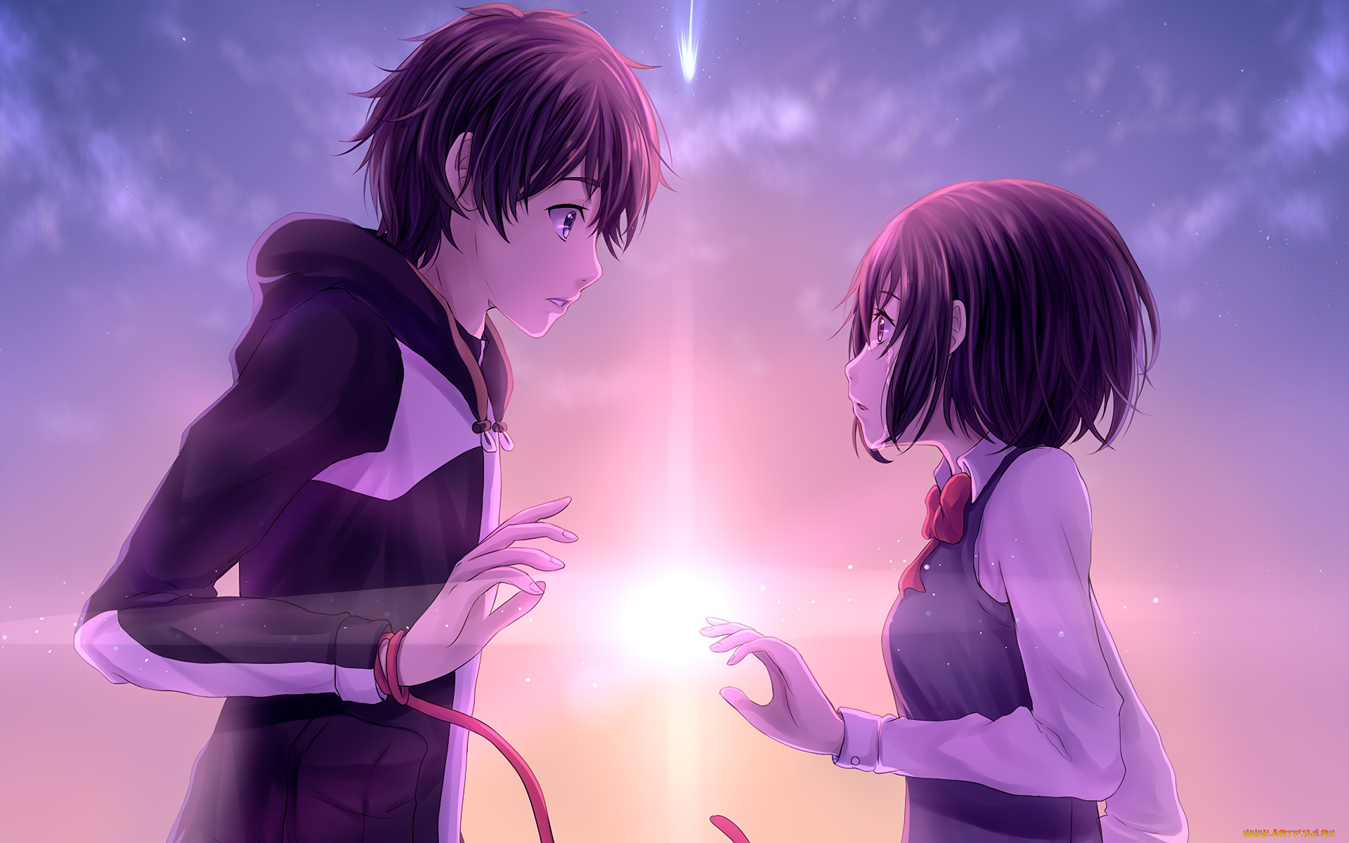 аниме, kimi, no, na, wa, девушка, взгляд, фон