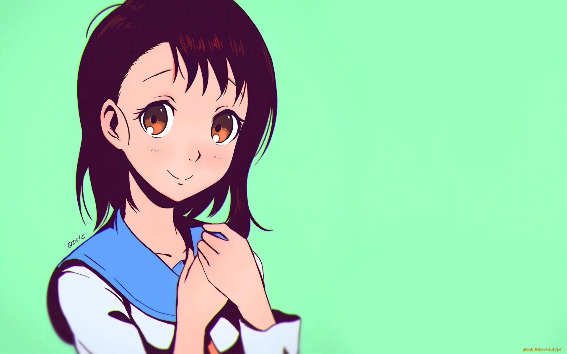 аниме, nisekoi, девушка, взгляд, фон