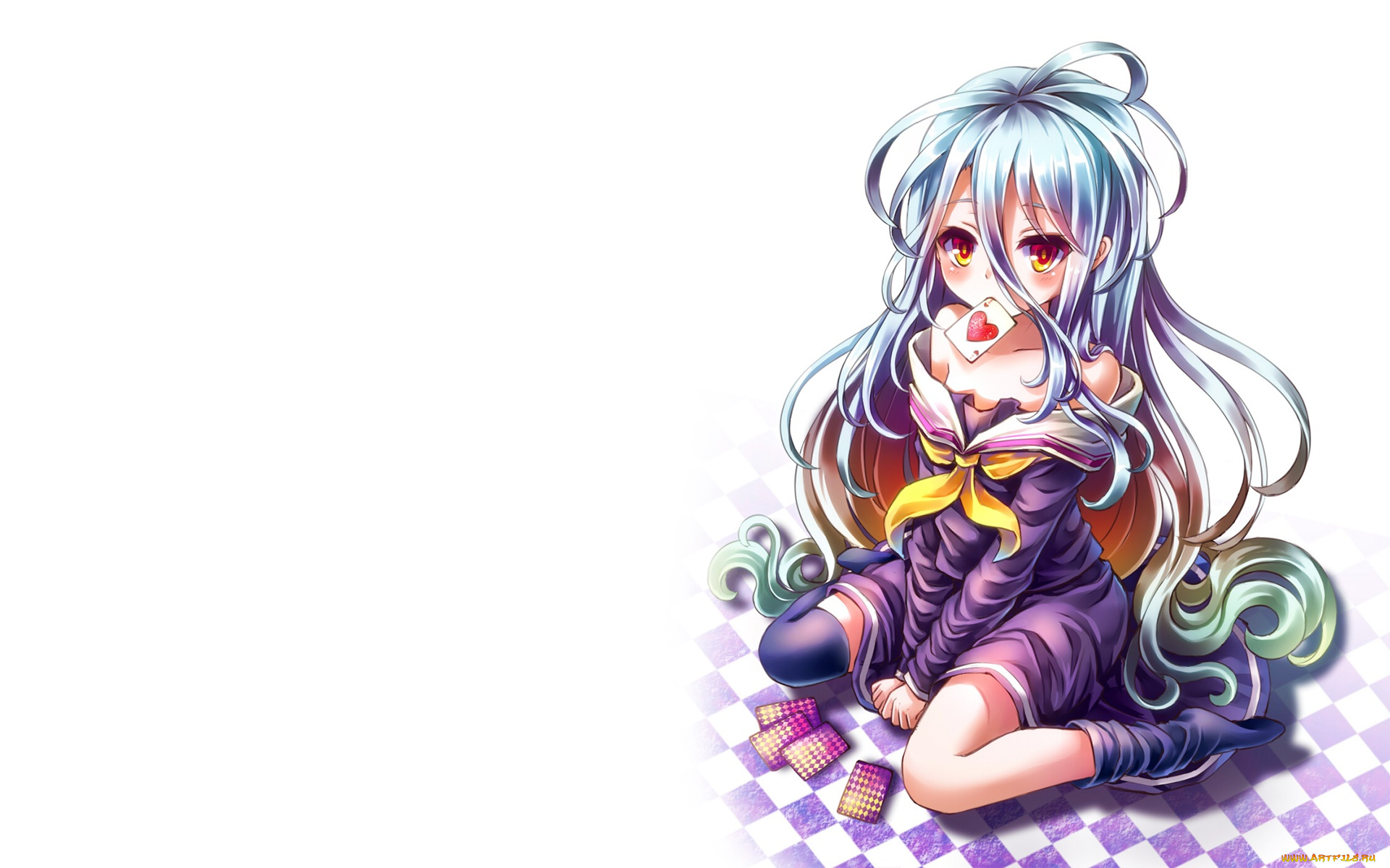 аниме, no, game, no, life, фон, взгляд, девушка