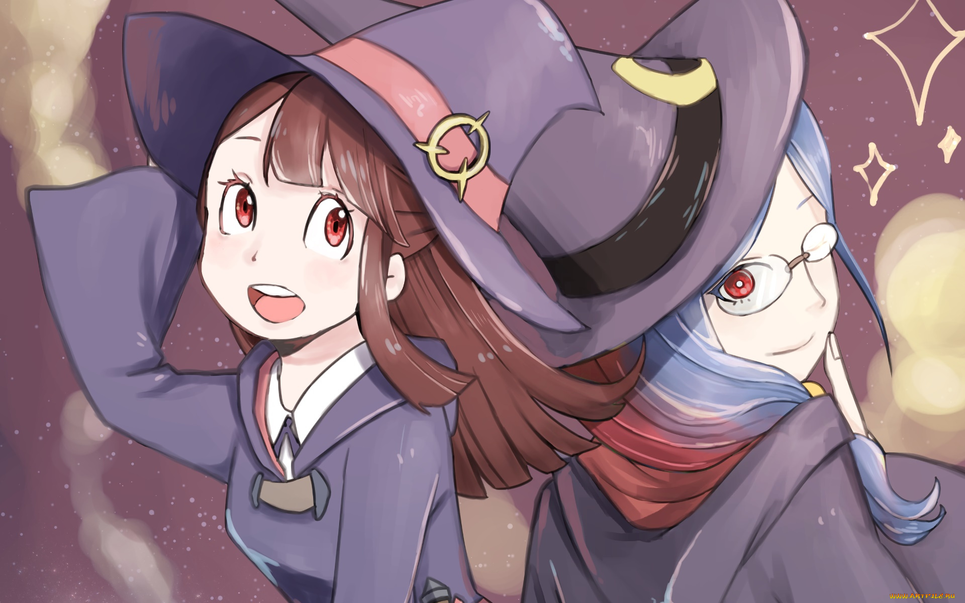 little, witch, academia, аниме, фон, взгляд, девушка