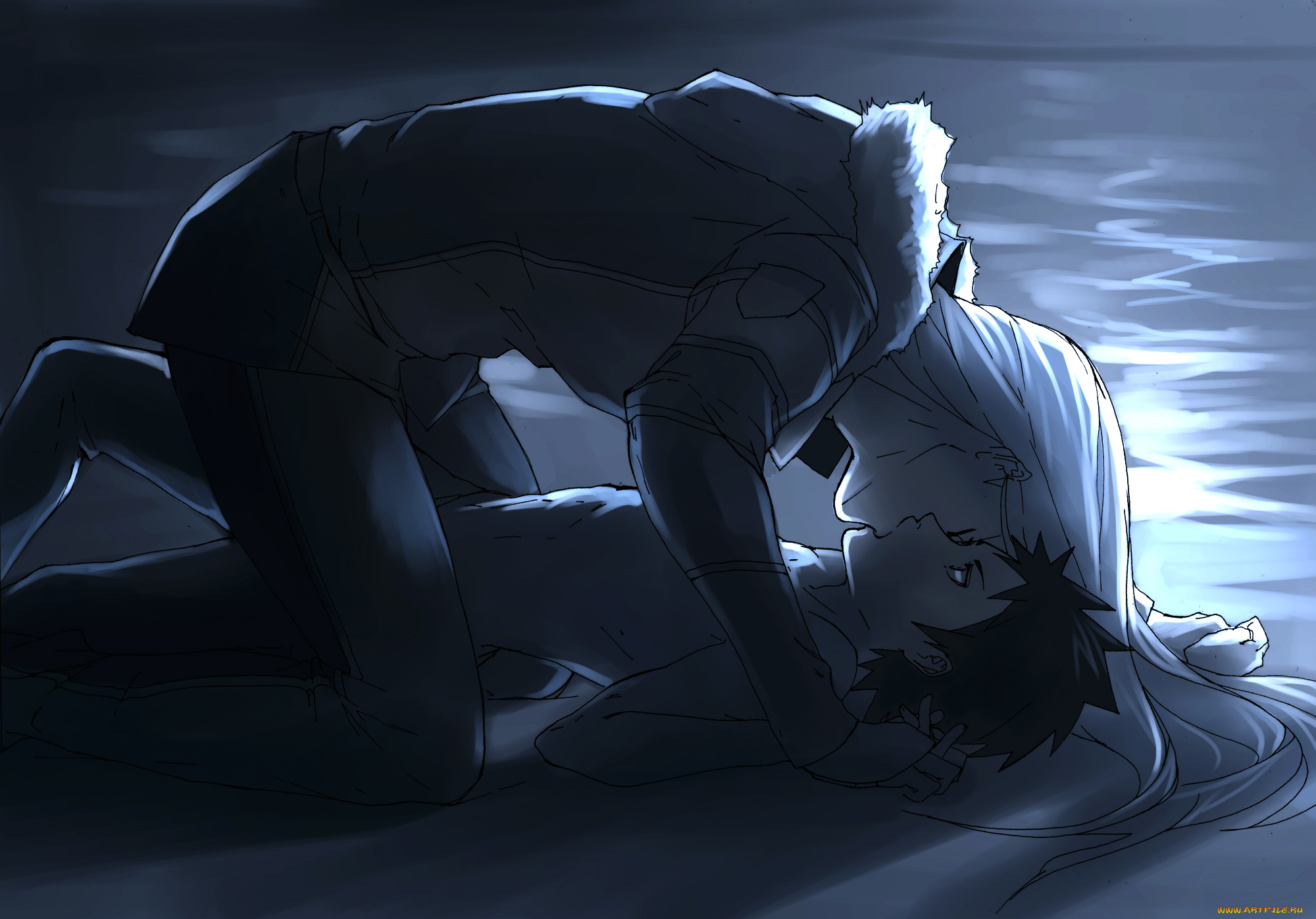 аниме, katekyo, hitman, reborn, такеши, скуало, поцелуй, парни