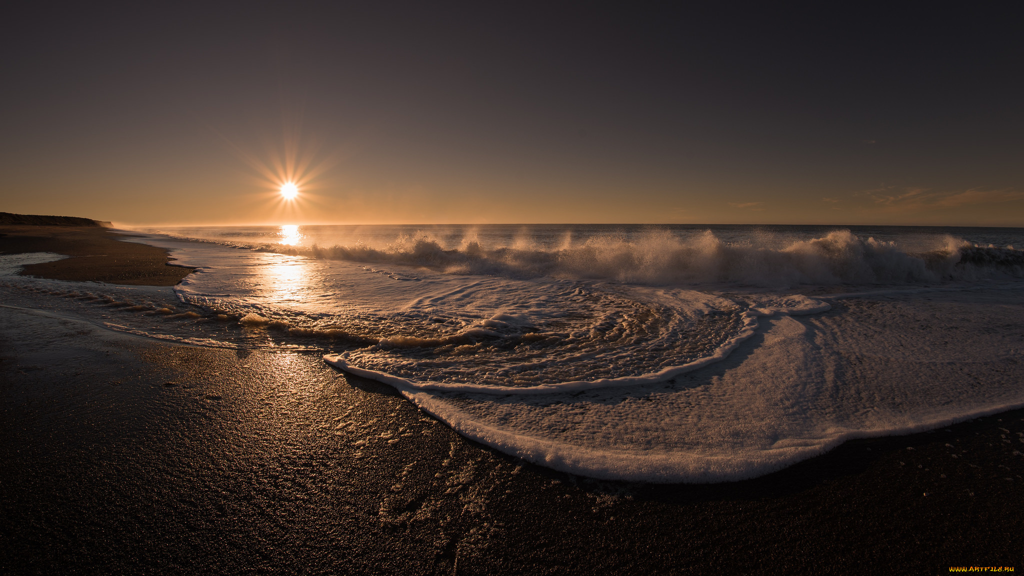 природа, побережье, рассвет