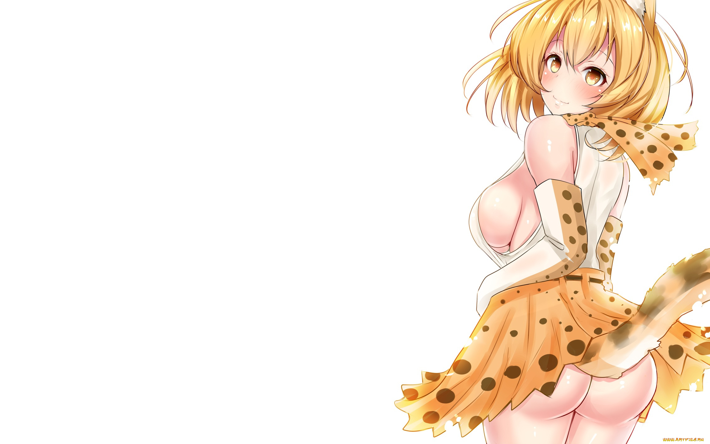 kemono, friends, аниме, взгляд, фон, девушка