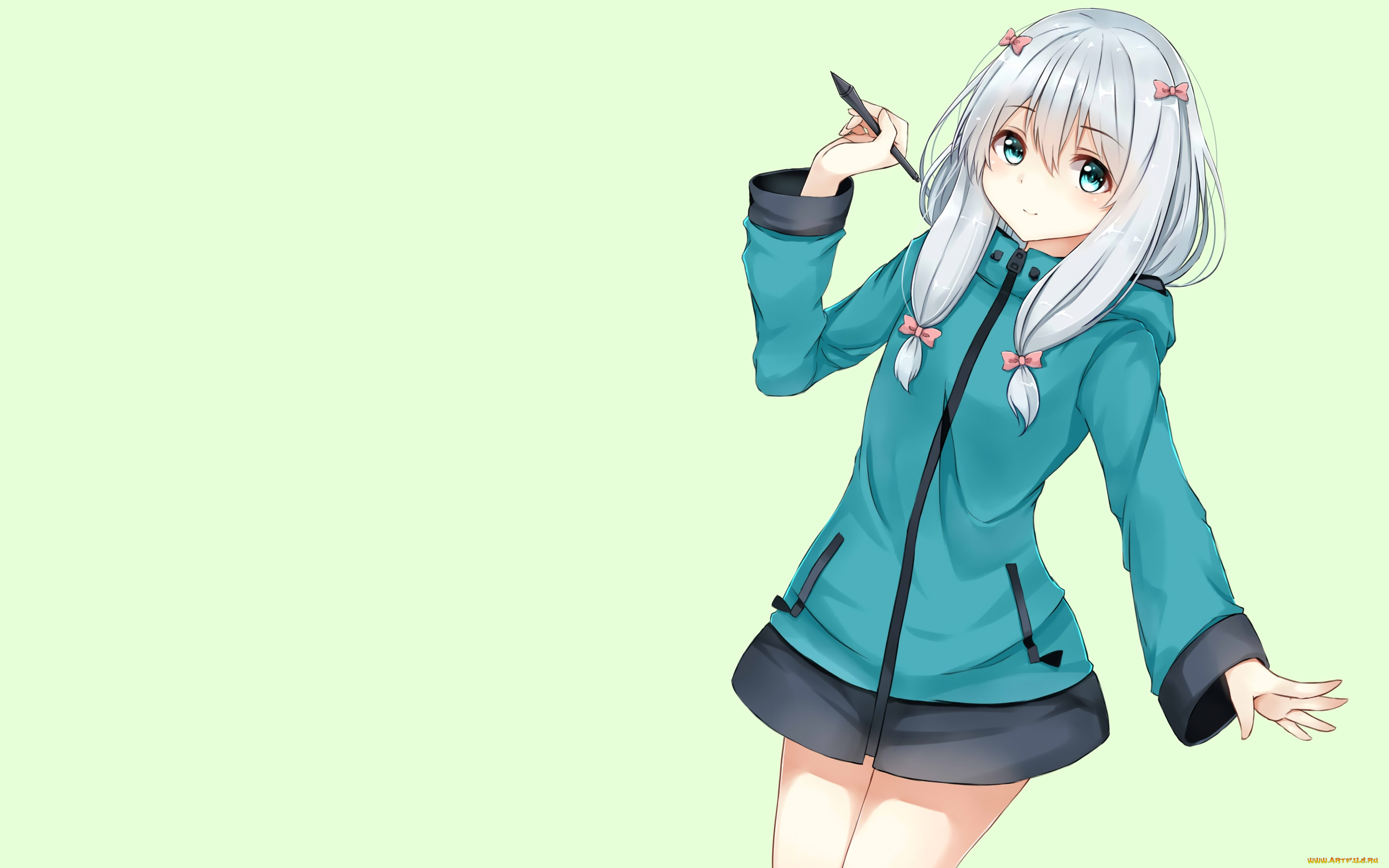 аниме, eromanga-sensei, девушка, взгляд, фон