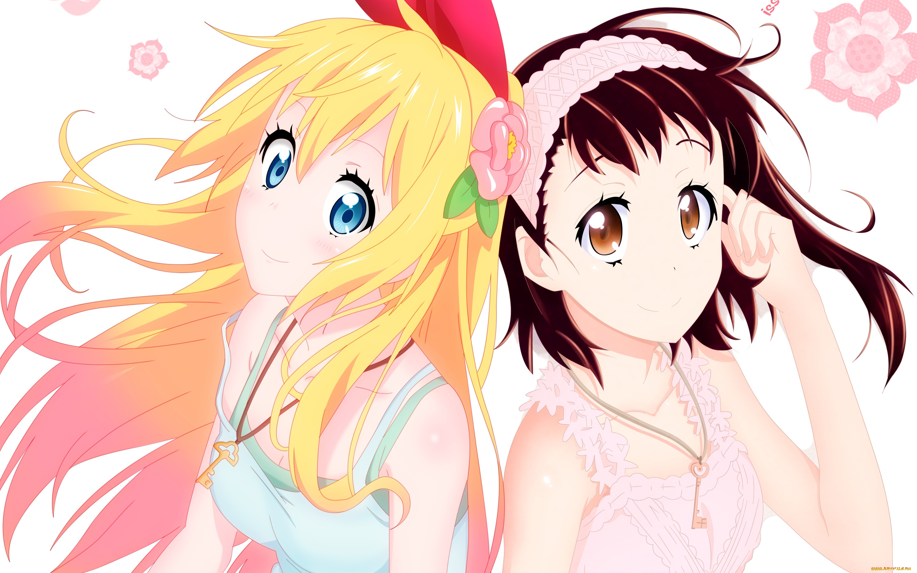 аниме, nisekoi, девушки, фон, взгляд