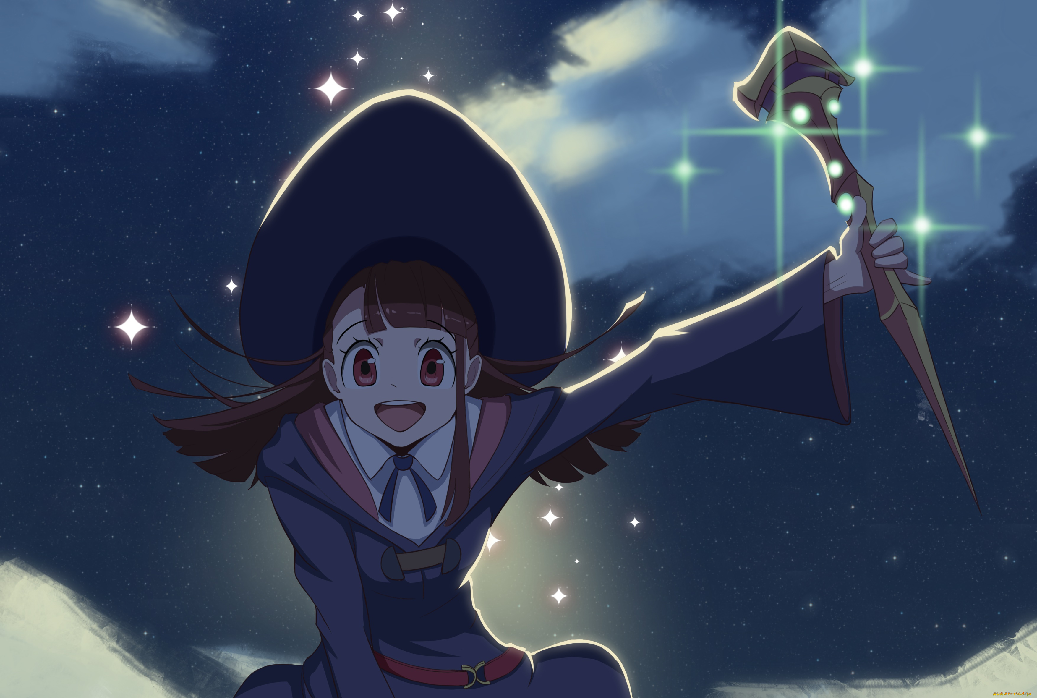 little, witch, academia, аниме, фон, взгляд, девушка