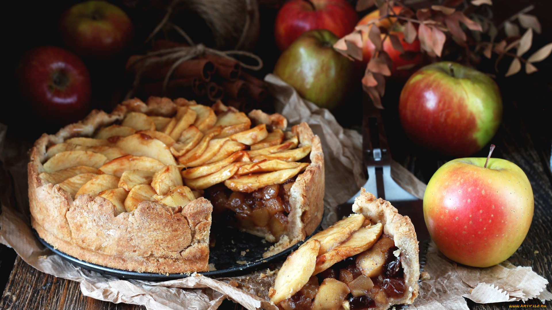еда, пироги, яблоки, пирог, яблочный