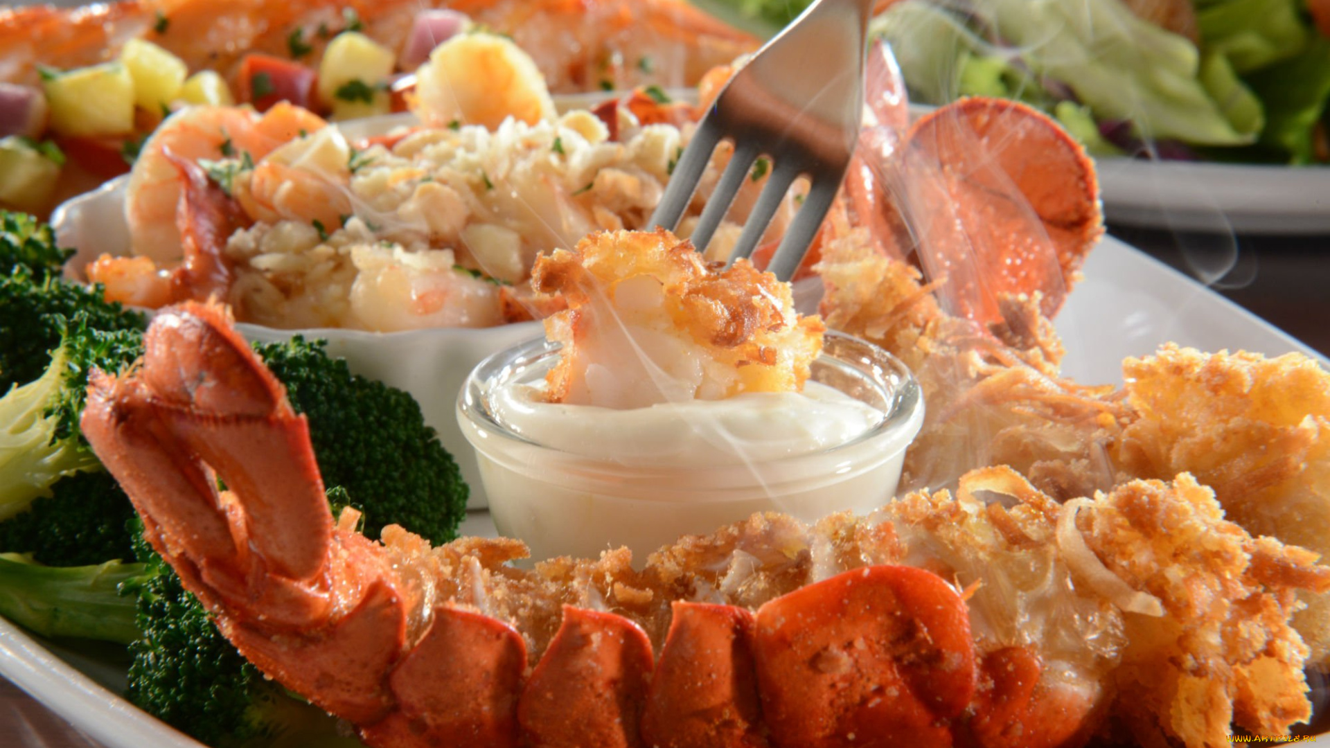 еда, рыбные, блюда, , с, морепродуктами, лобстер