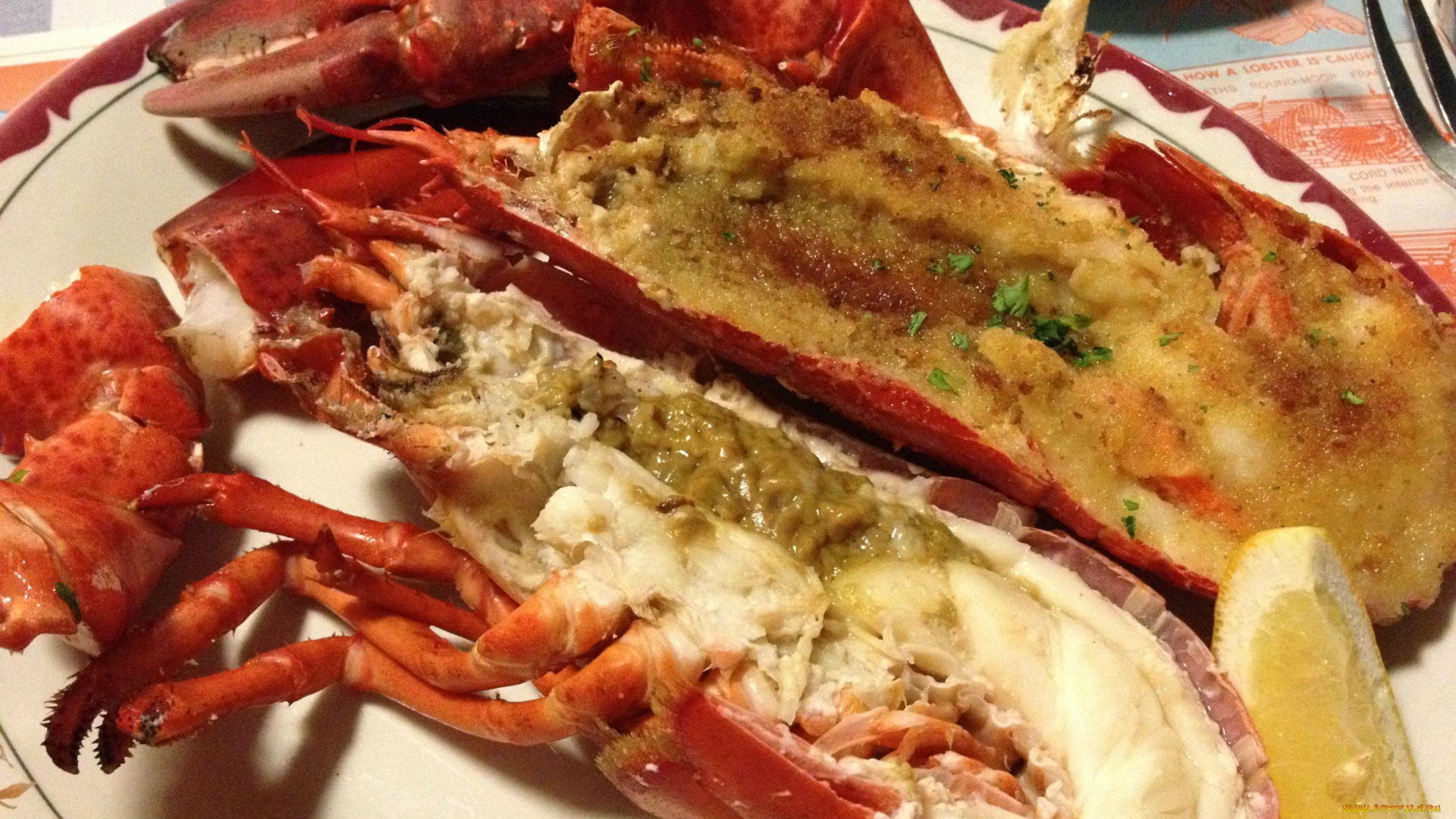 еда, рыбные, блюда, , с, морепродуктами, лобстер