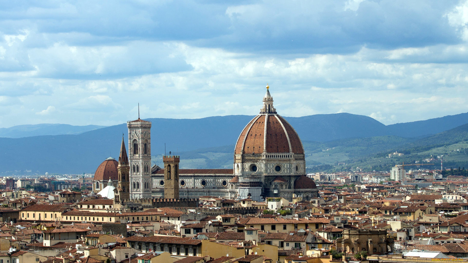 города, флоренция, , италия, панорама