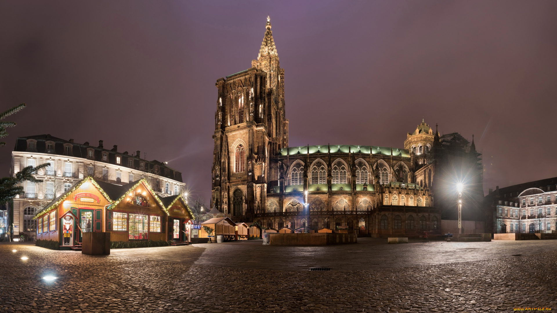 города, страсбург, , франция, площадь, собор