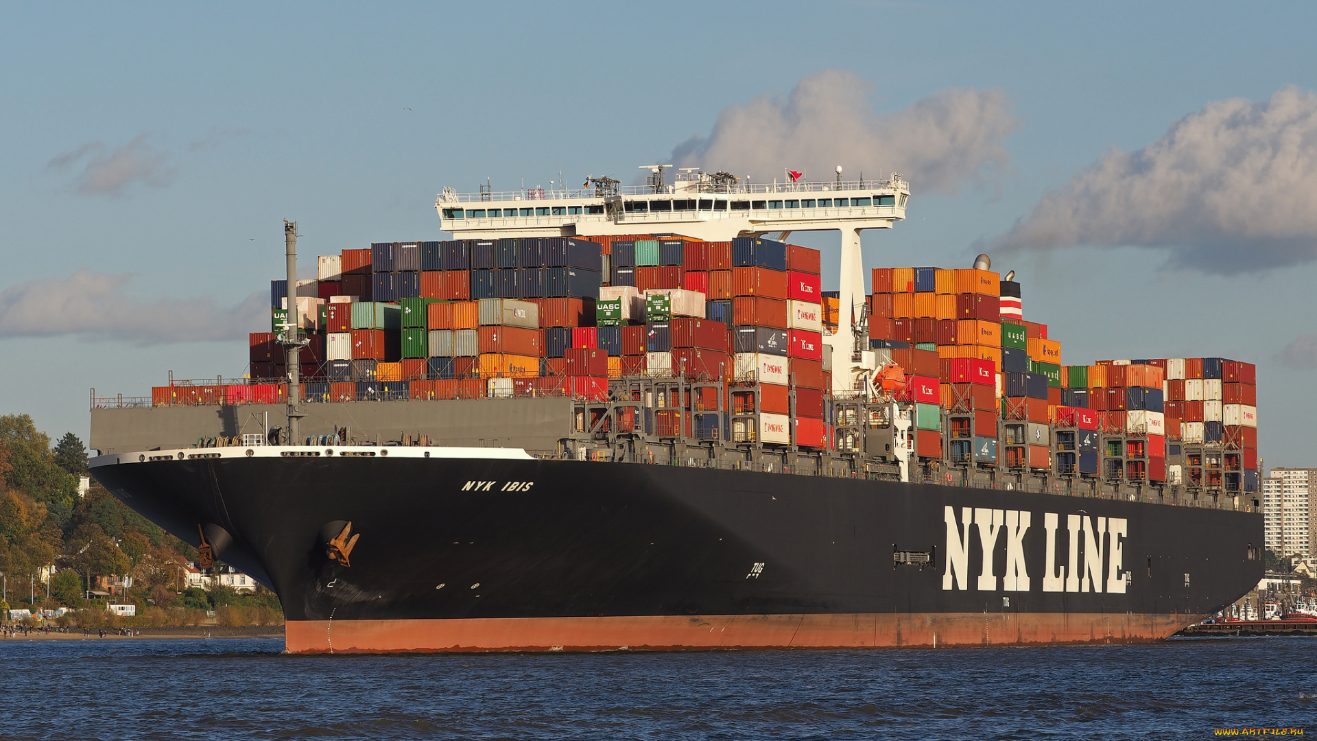 корабли, грузовые, суда, контейнеровоз