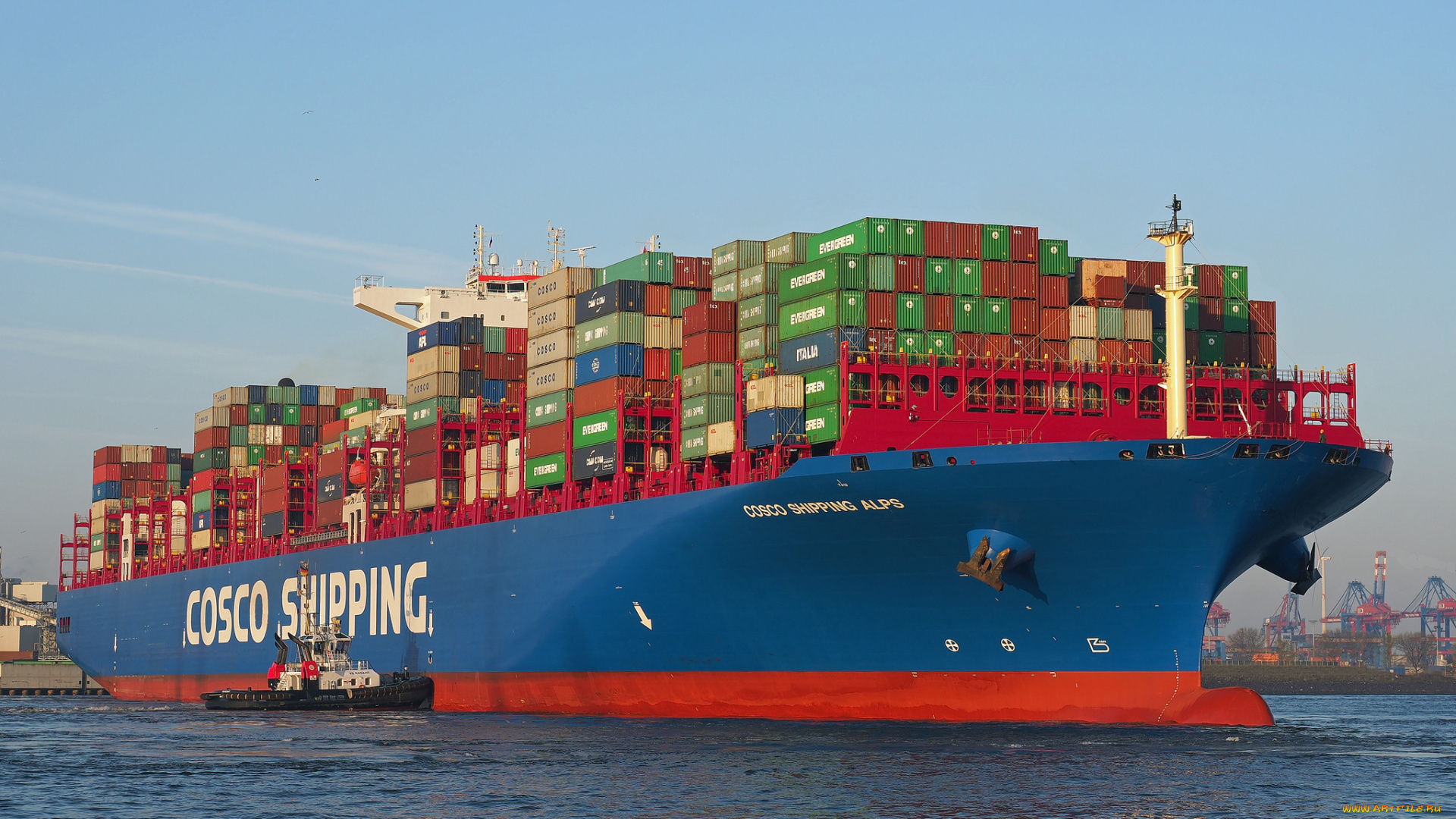 корабли, грузовые, суда, контейнеровоз