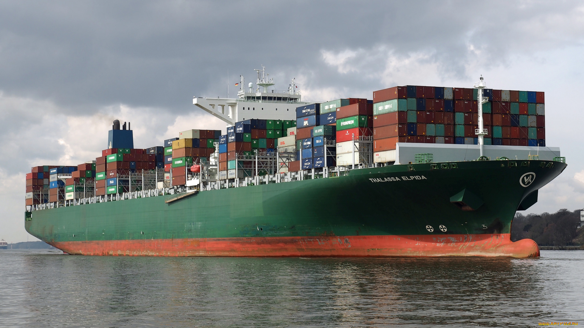 корабли, грузовые, суда, контейнеровоз