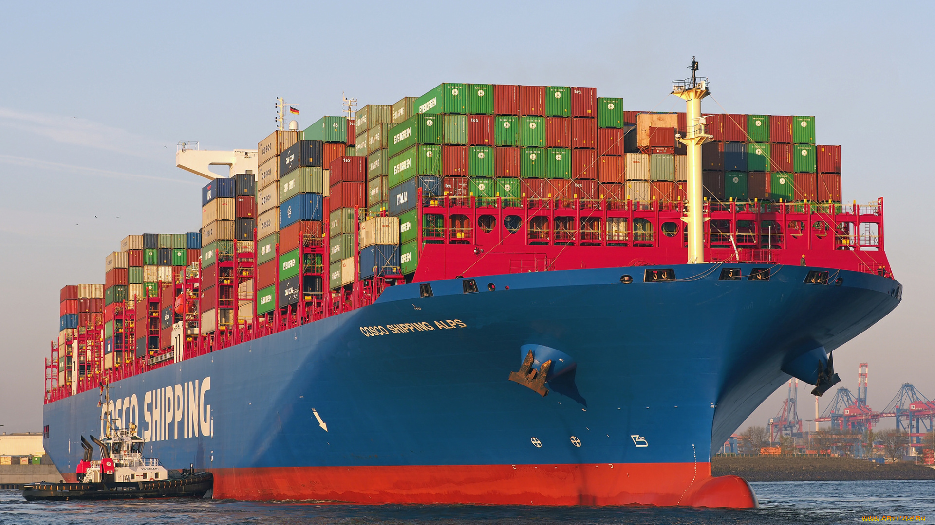 корабли, грузовые, суда, контейнеровоз