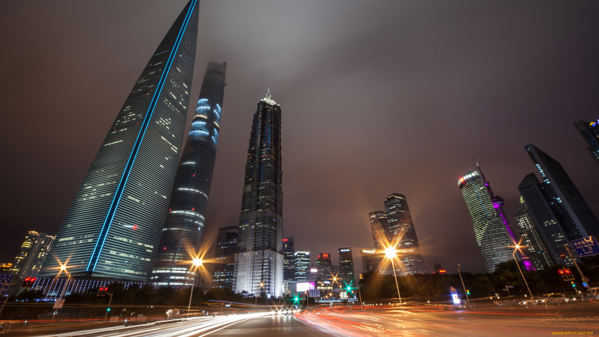 шанхай, китай, города, шанхай, , небоскребы, ночные, пейзажи, башня, цзинь, мао, азия