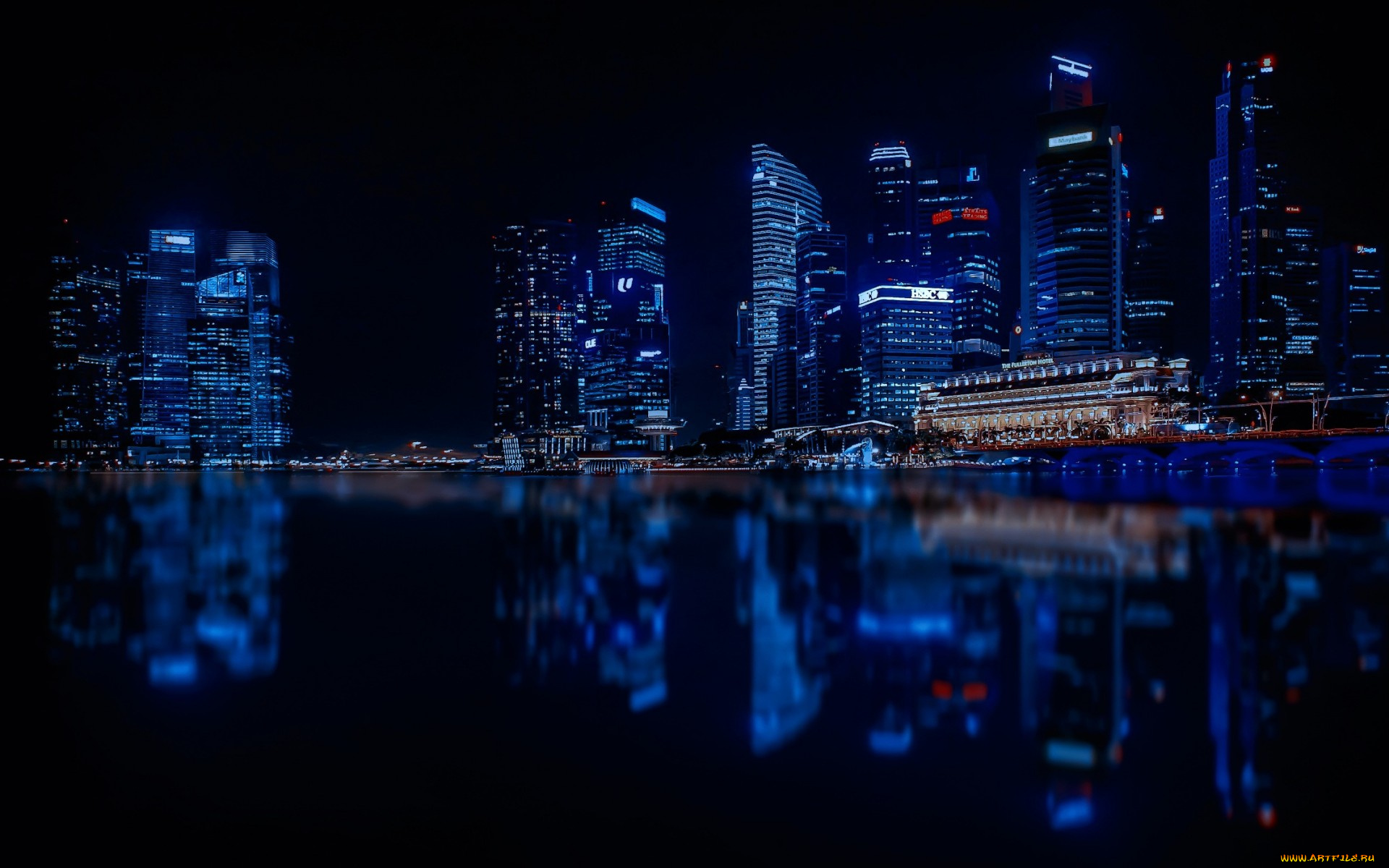сингапур, азия, города, сингапур, , современные, здания, ночные, пейзажи, набережная, cингапур