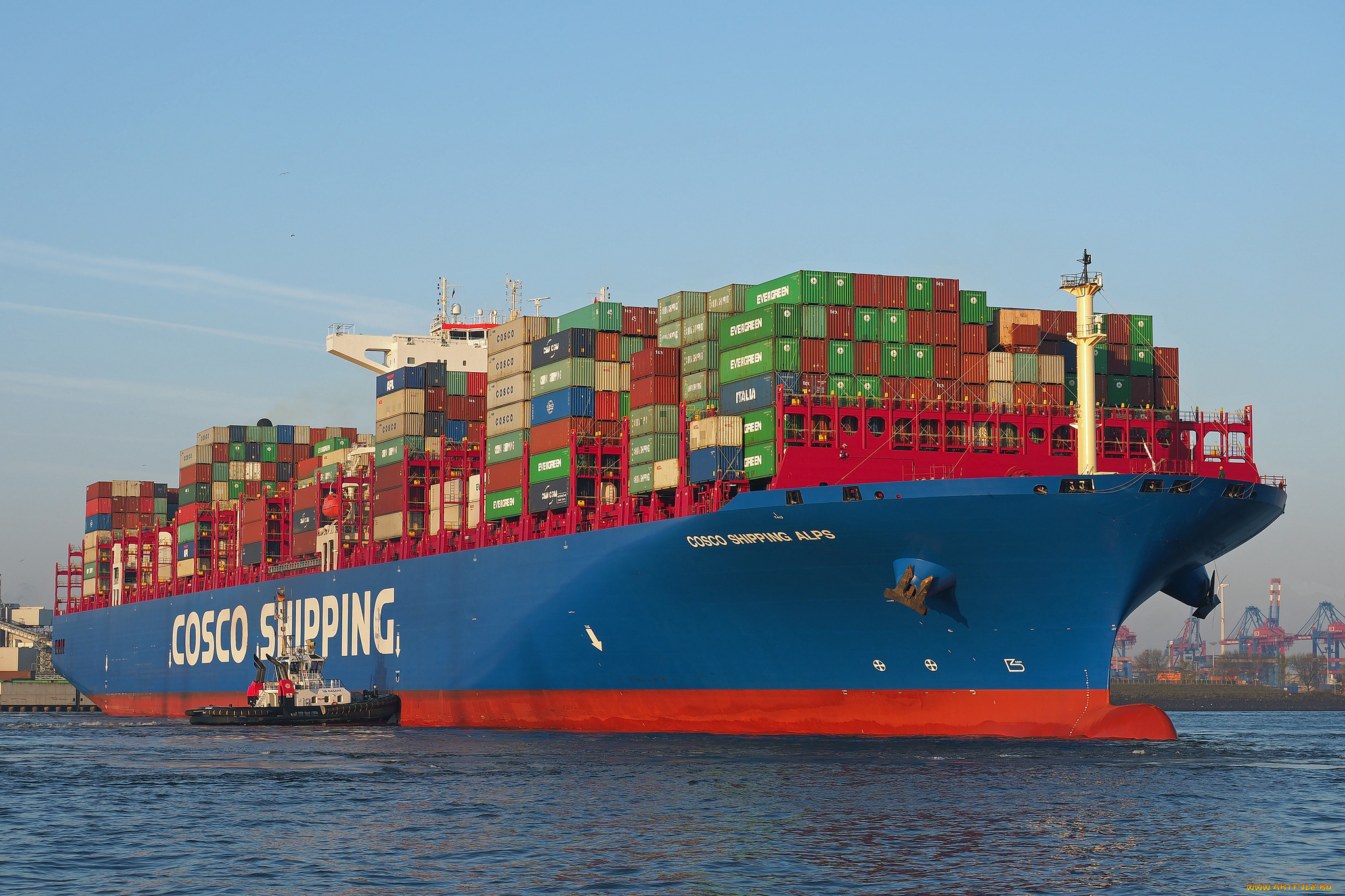 корабли, грузовые, суда, контейнеровоз