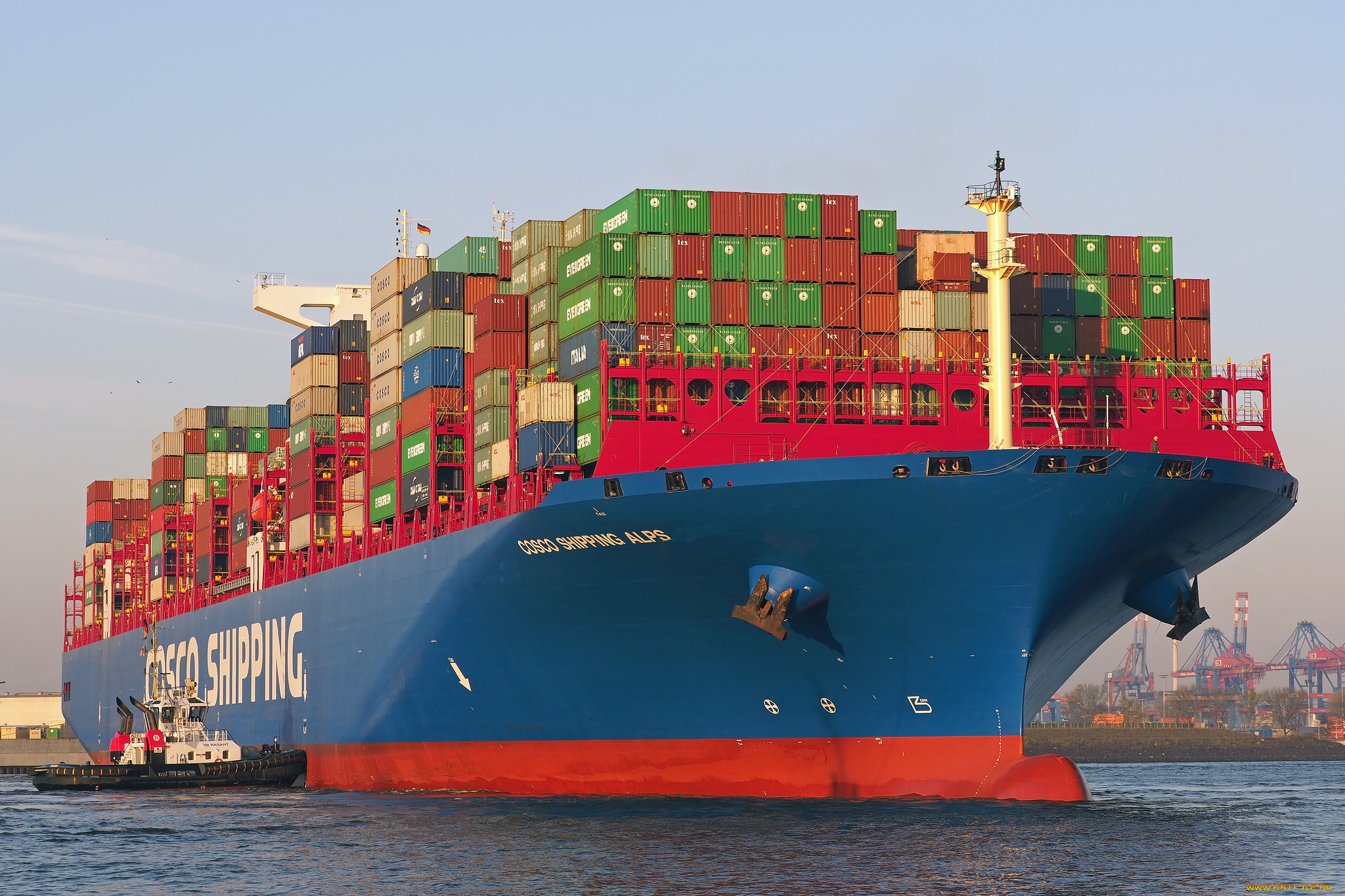 корабли, грузовые, суда, контейнеровоз