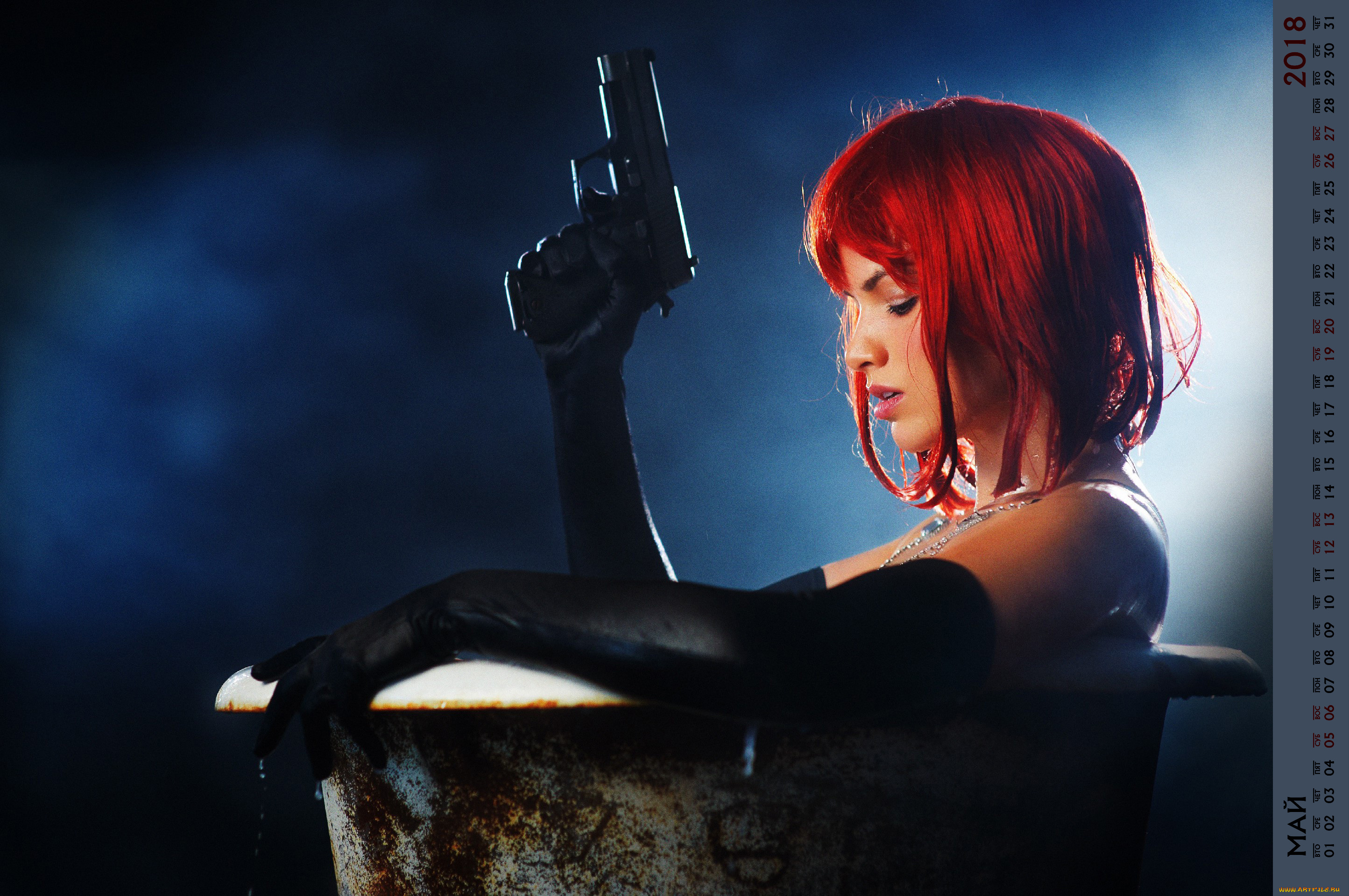 календари, девушки, пистолет, профиль