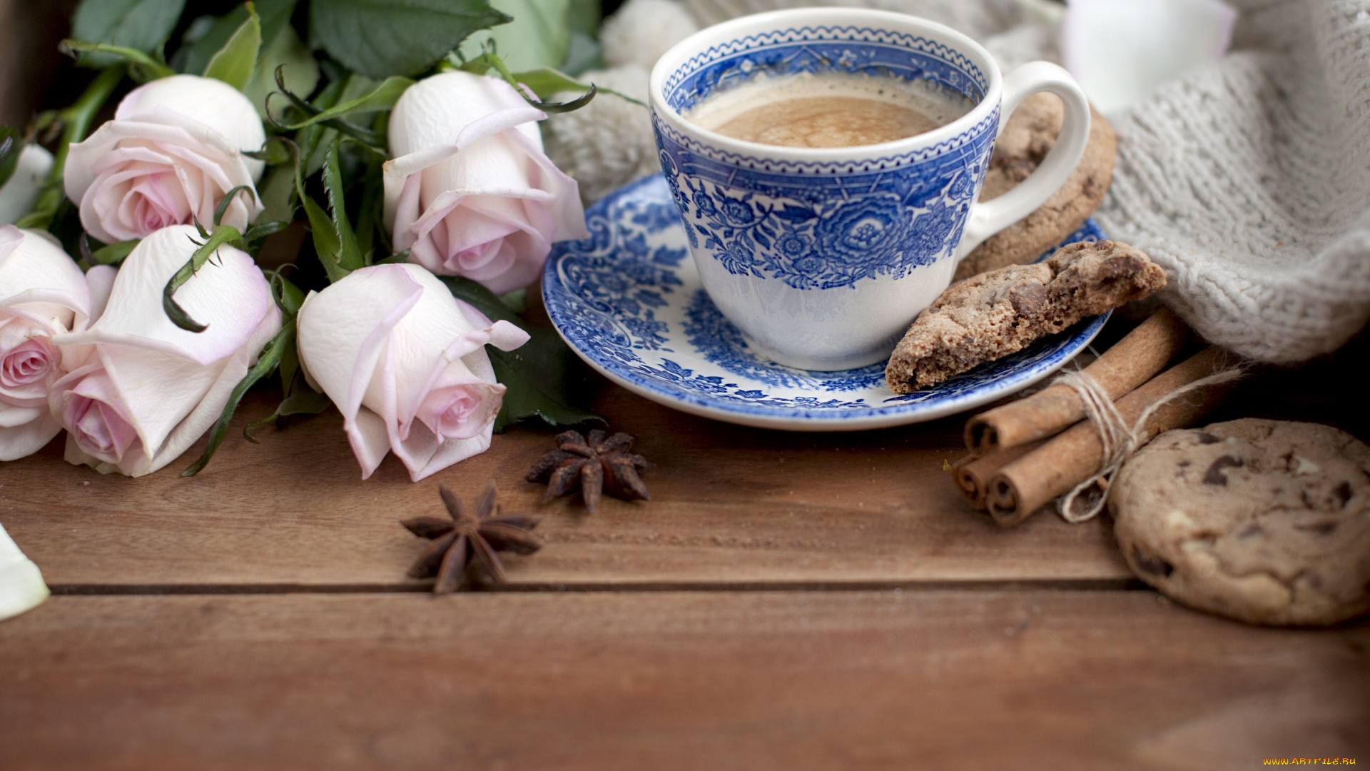 еда, кофе, , кофейные, зёрна, корица, гвоздика, цветы, розы