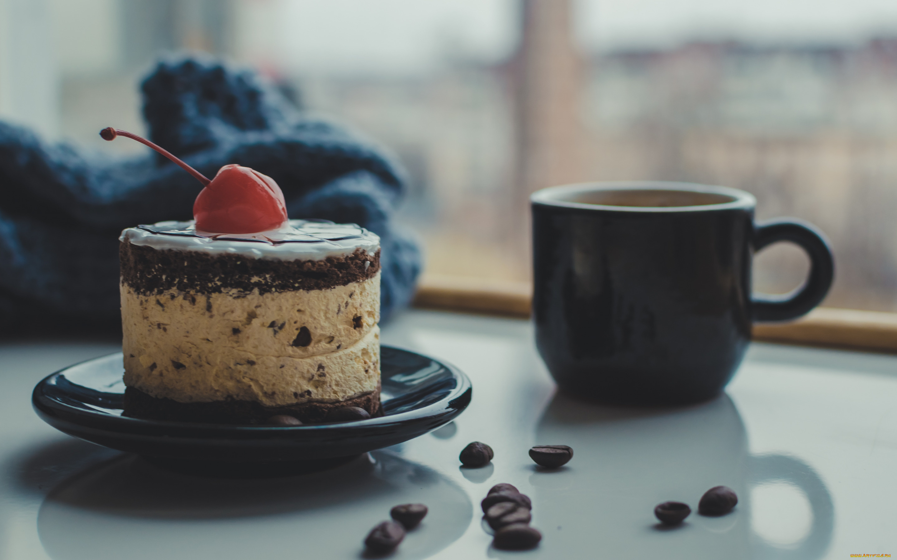 еда, торты, торт, вишня, кофе