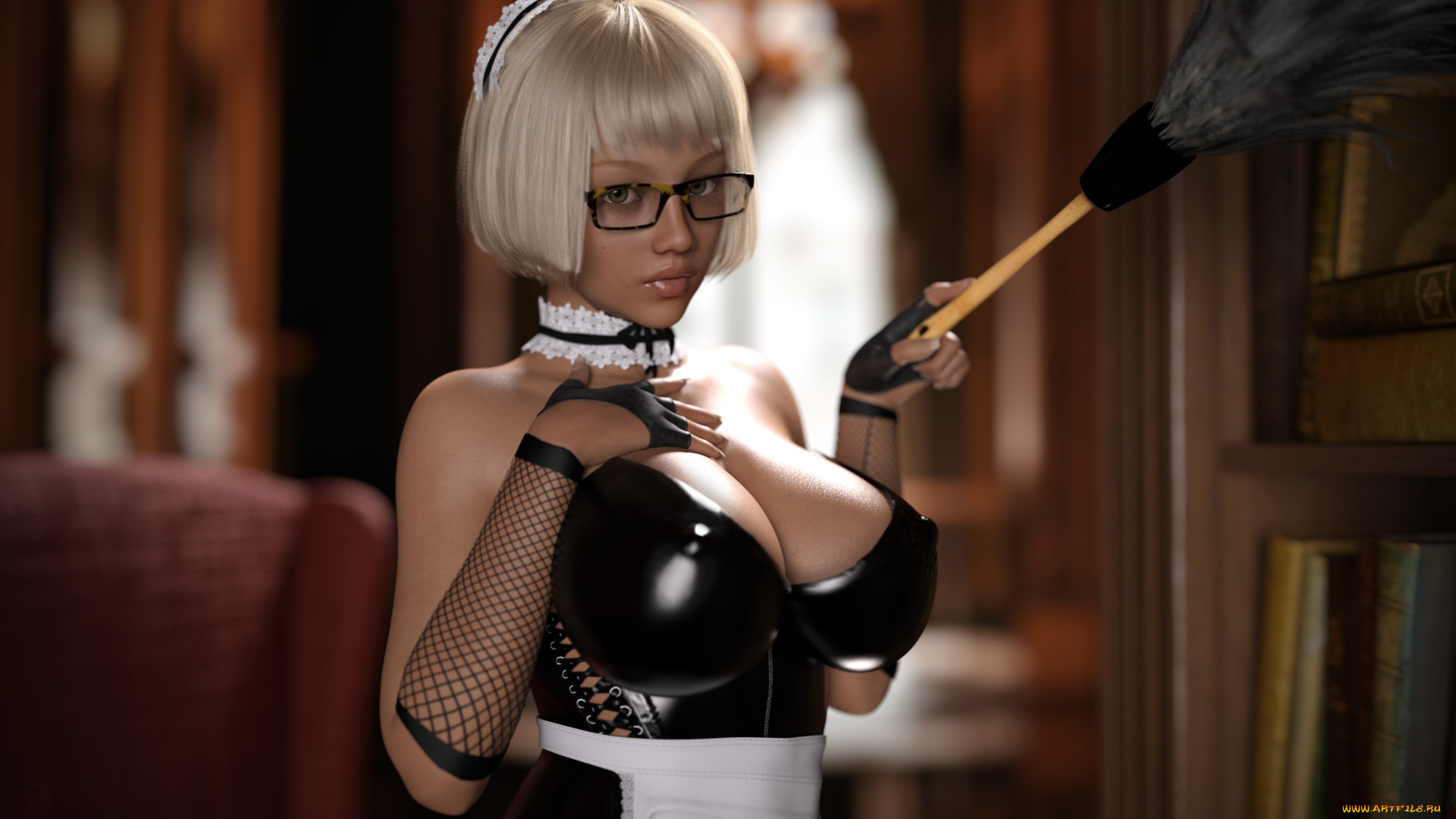 3д, графика, люди, , people, девушка, фон, взгляд, очки, униформа