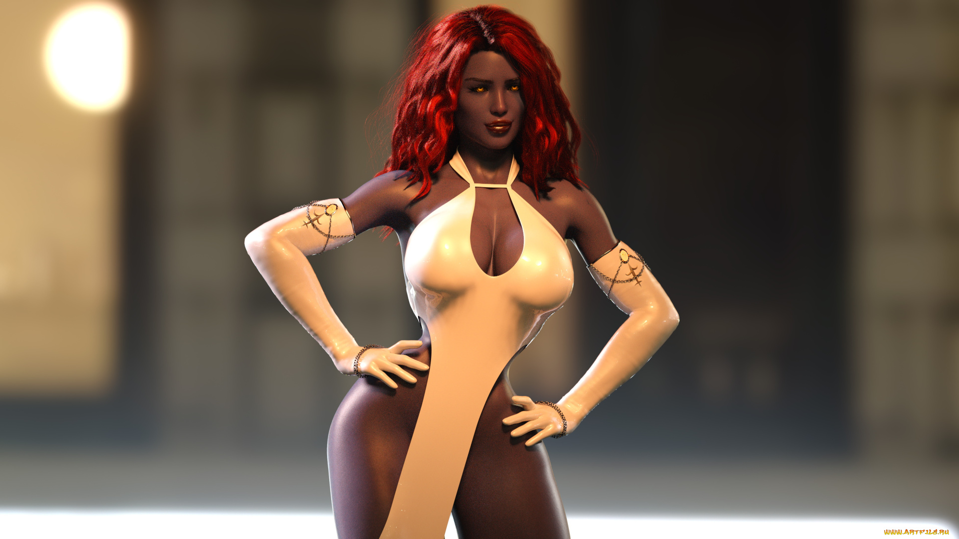 3д, графика, _science, fiction, девушка, фон, взгляд, платье