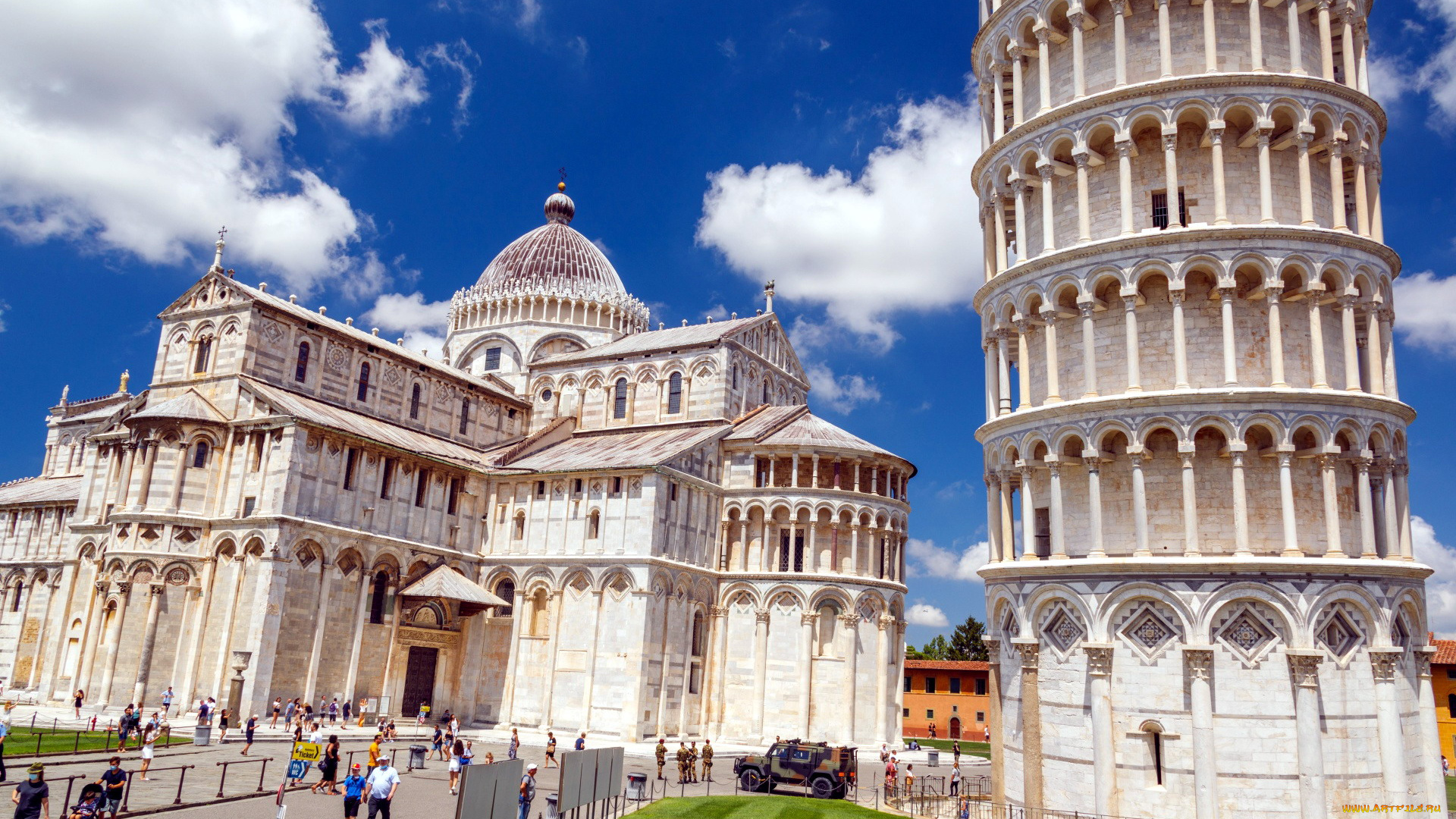 города, пиза, , италия, падающая, башня