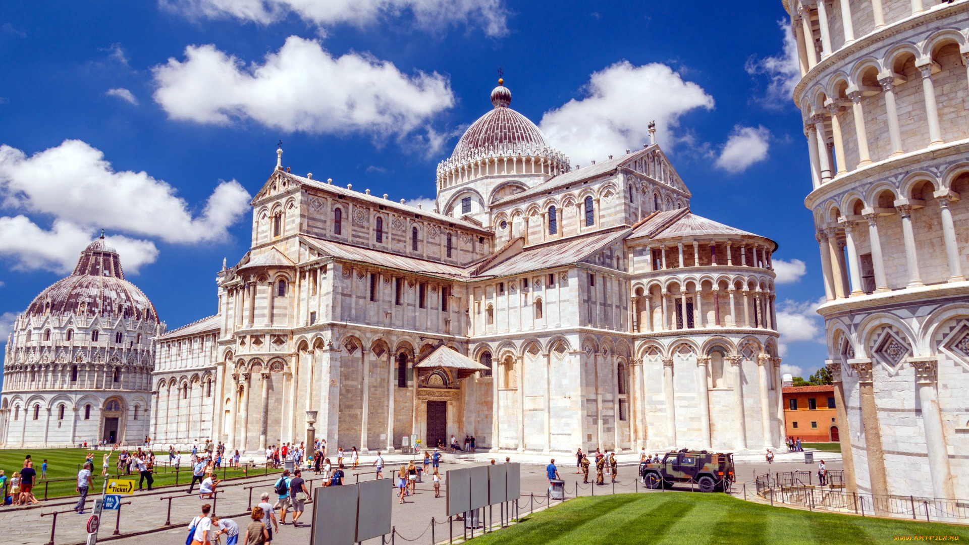 города, пиза, , италия, падающая, башня