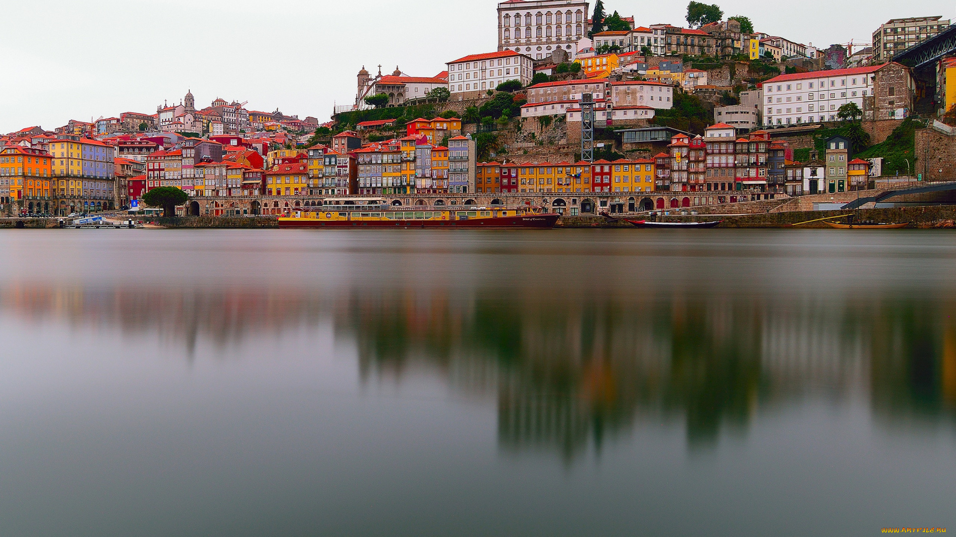 города, порту, , португалия, река, панорама