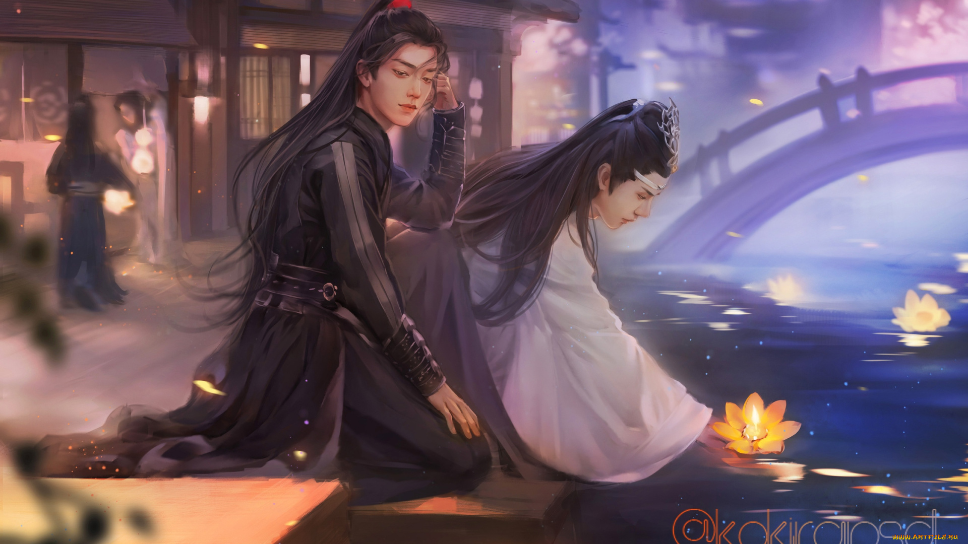 рисованное, кино, , мультфильмы, вэй, усянь, лань, ванцзы, река, фонарики