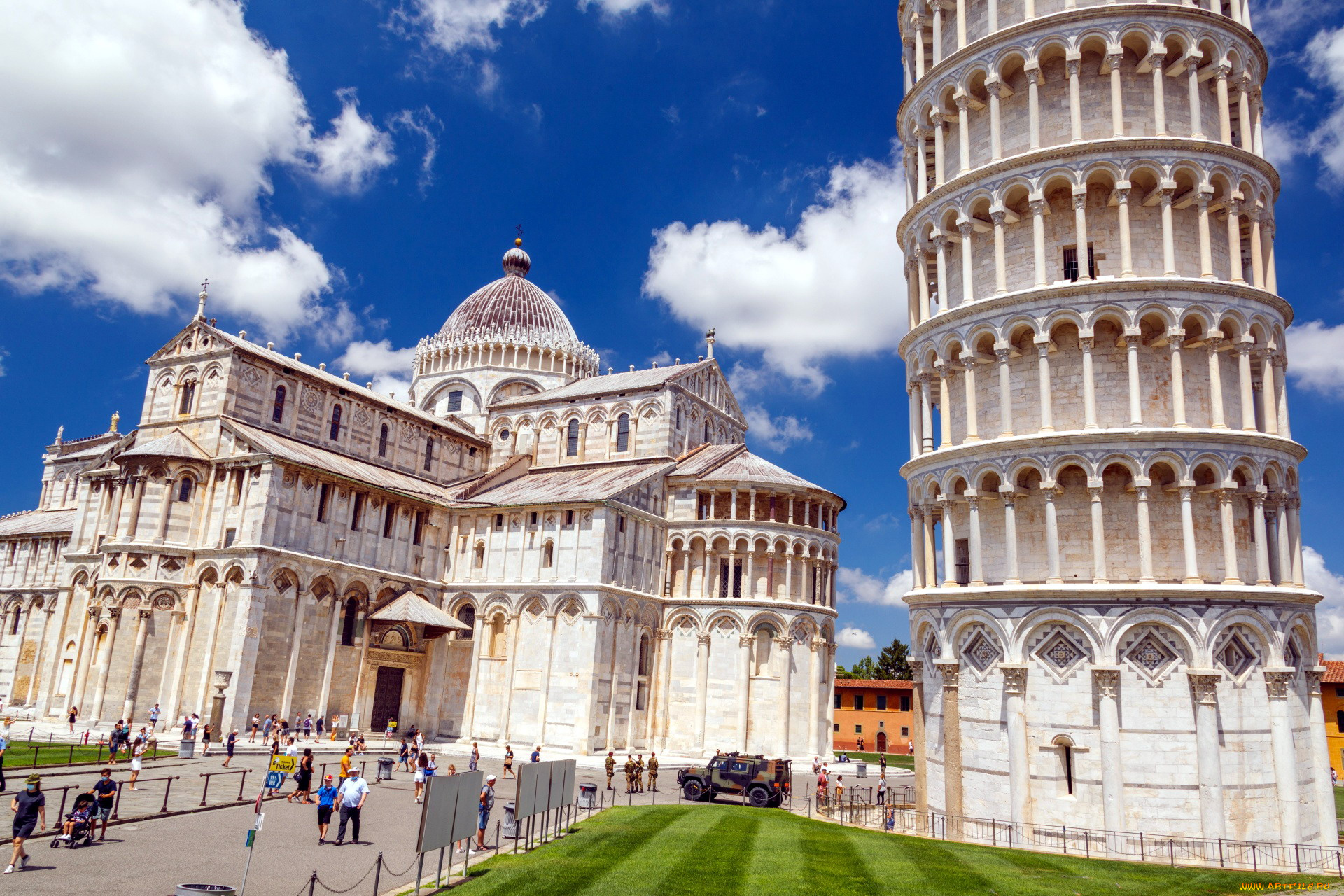 города, пиза, , италия, падающая, башня