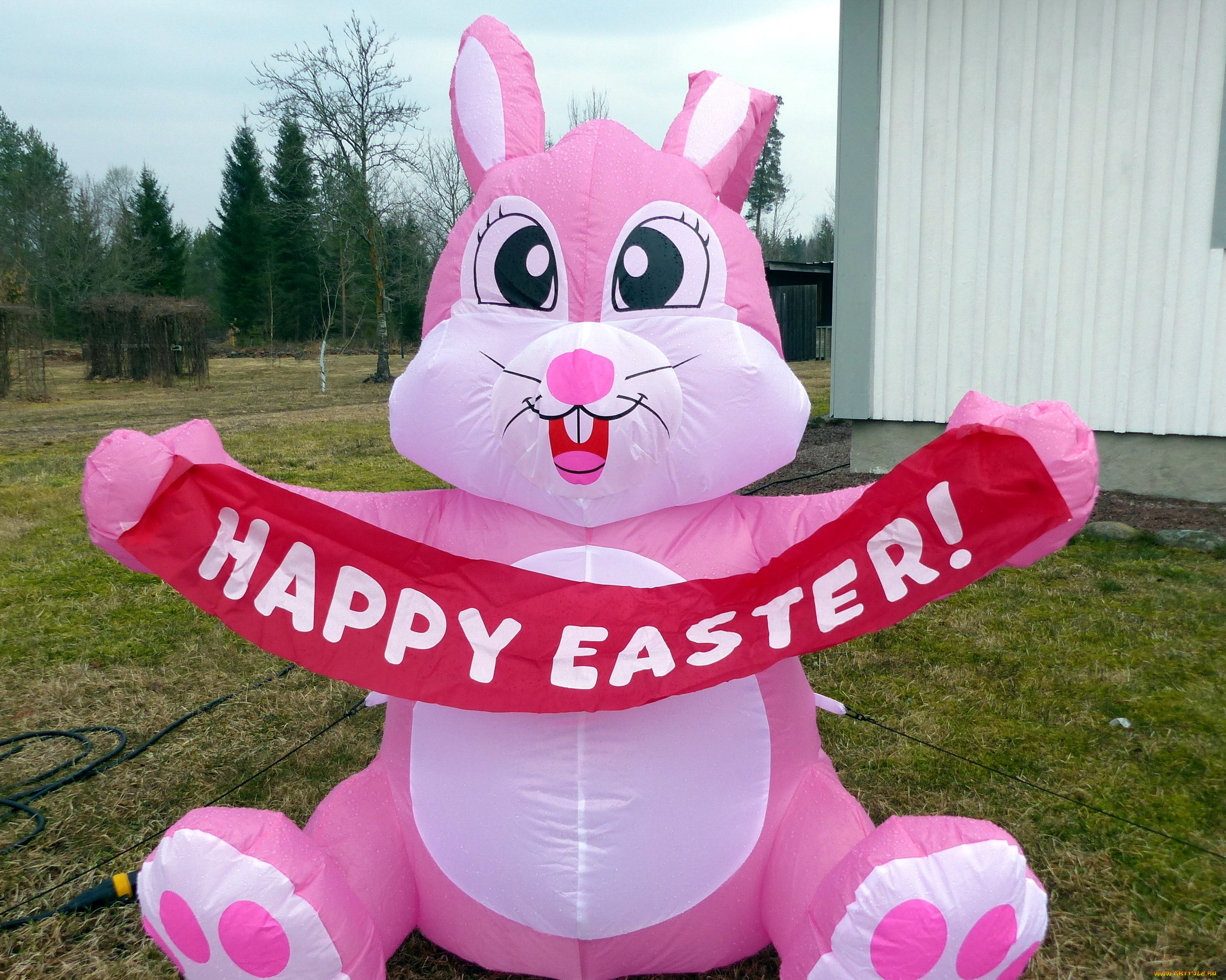 праздничные, пасха, надувной, заяц, надпись