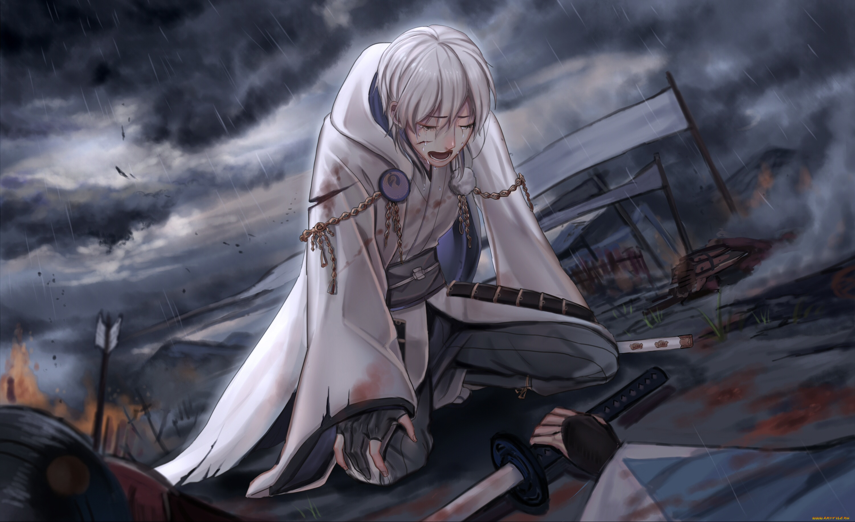 аниме, touken, ranbu, tsurumaru, kuninaga