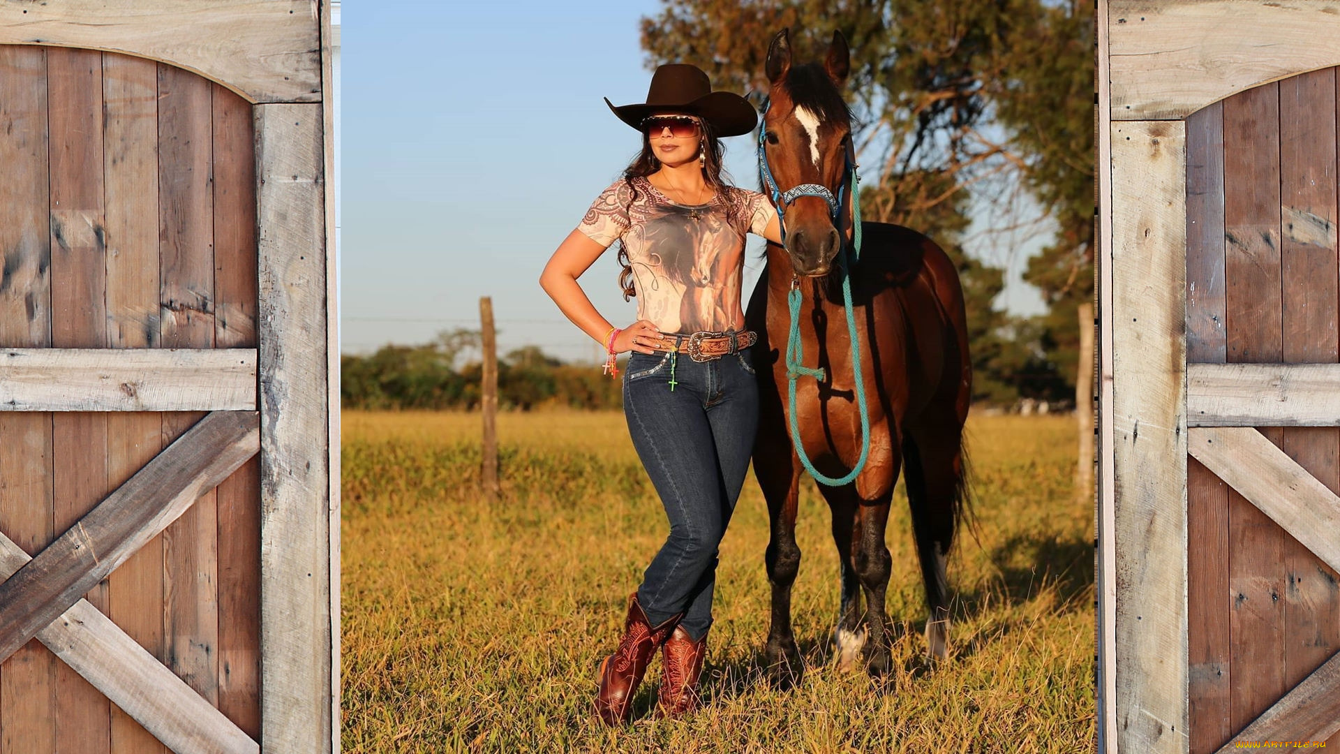 девушки, -, брюнетки, , шатенки, брюнетка, джинсы, шляпа, очки, лошадь