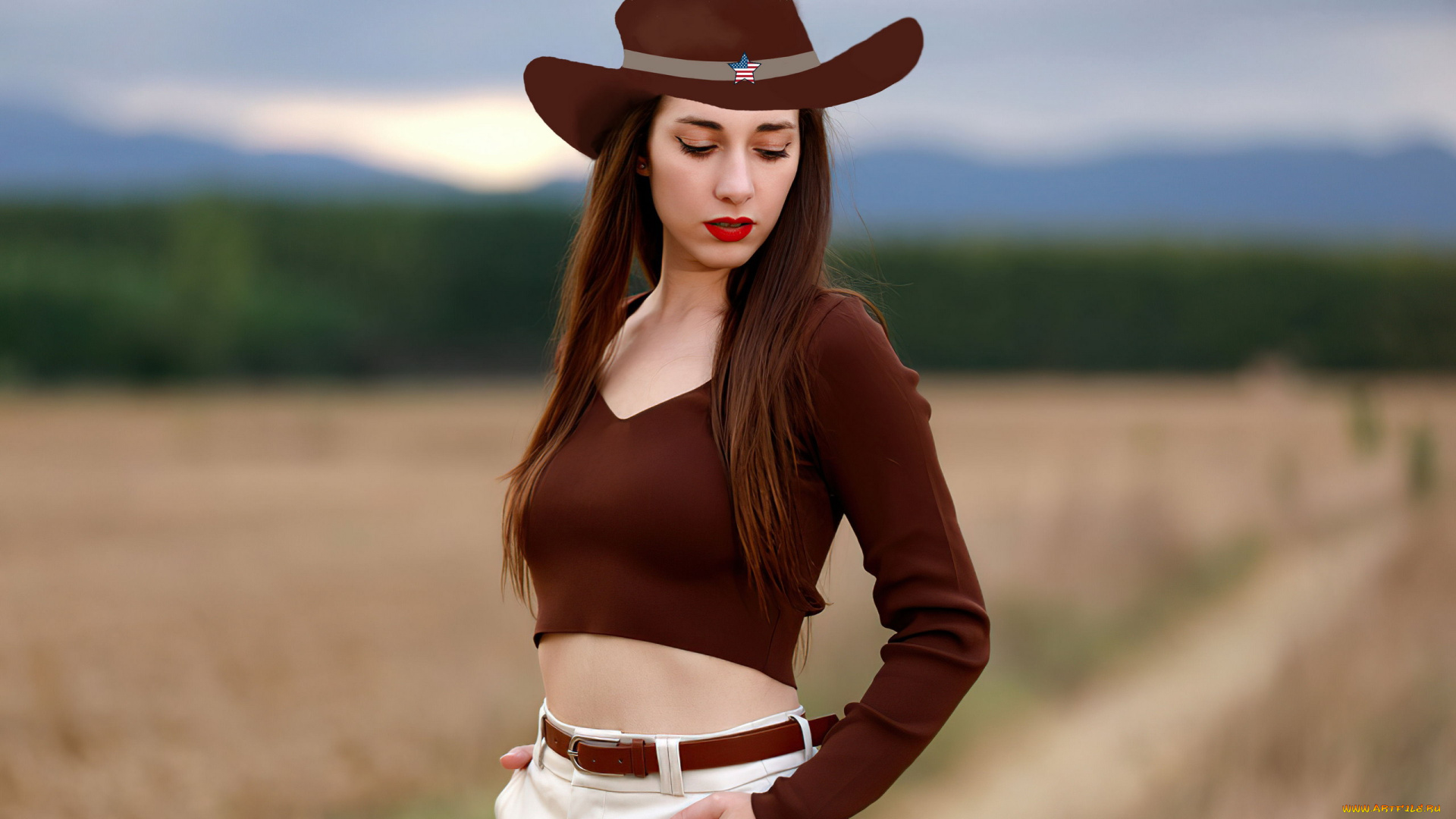 девушки, -, брюнетки, , шатенки, брюнетка, топ, шляпа