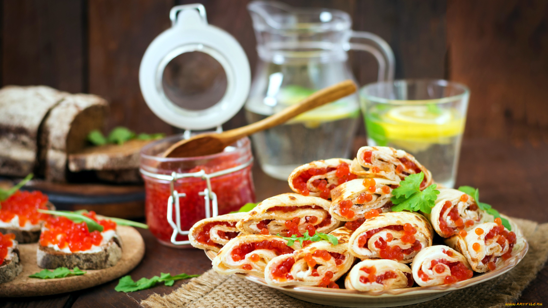 еда, блины, , оладьи, икра, красная