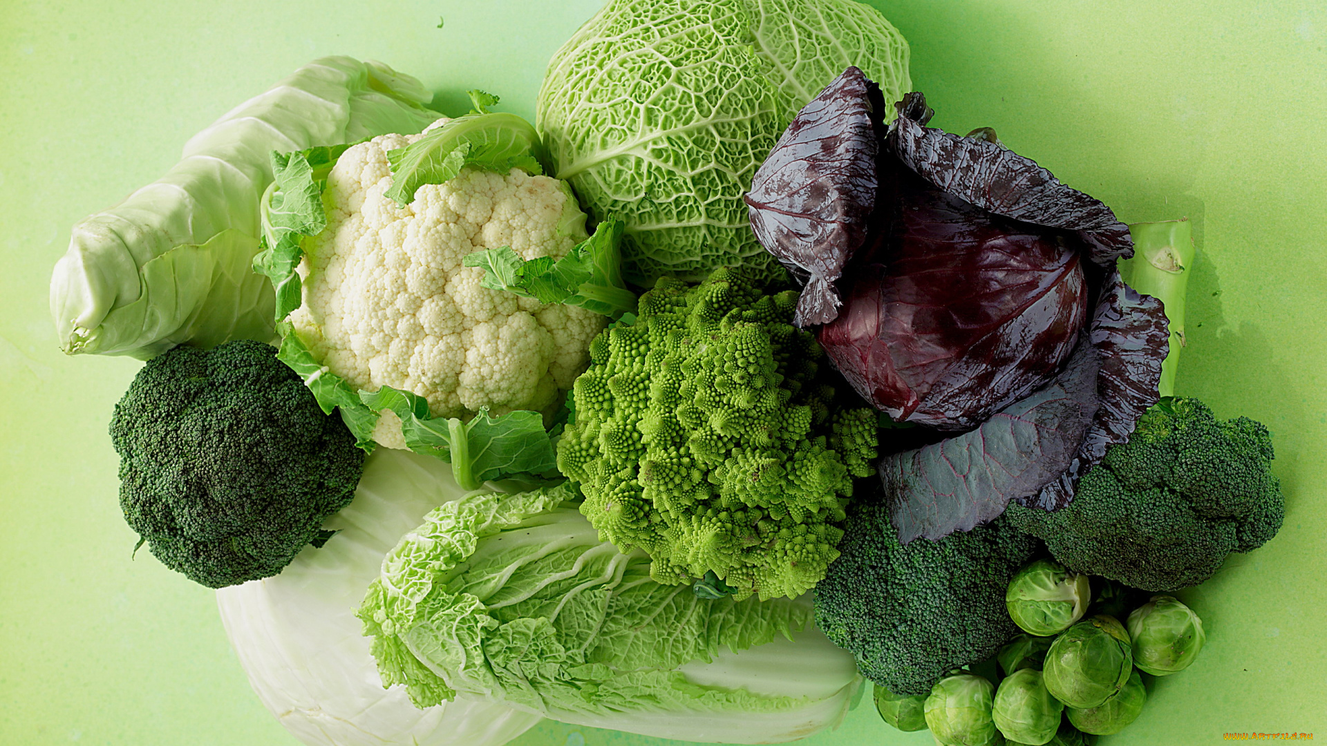 еда, капуста, и, её, разновидности, савойская, брюссельская, цветная, капуста, брокколи, романеско